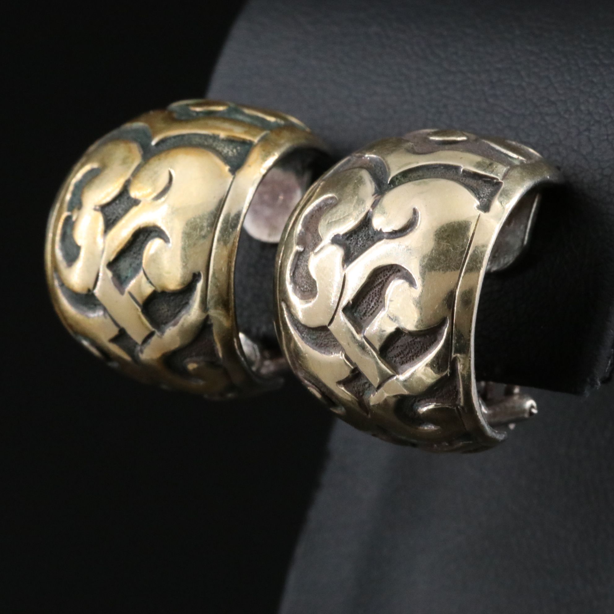 John Hardy Dayak Sterling and 18K Hoop Earrings