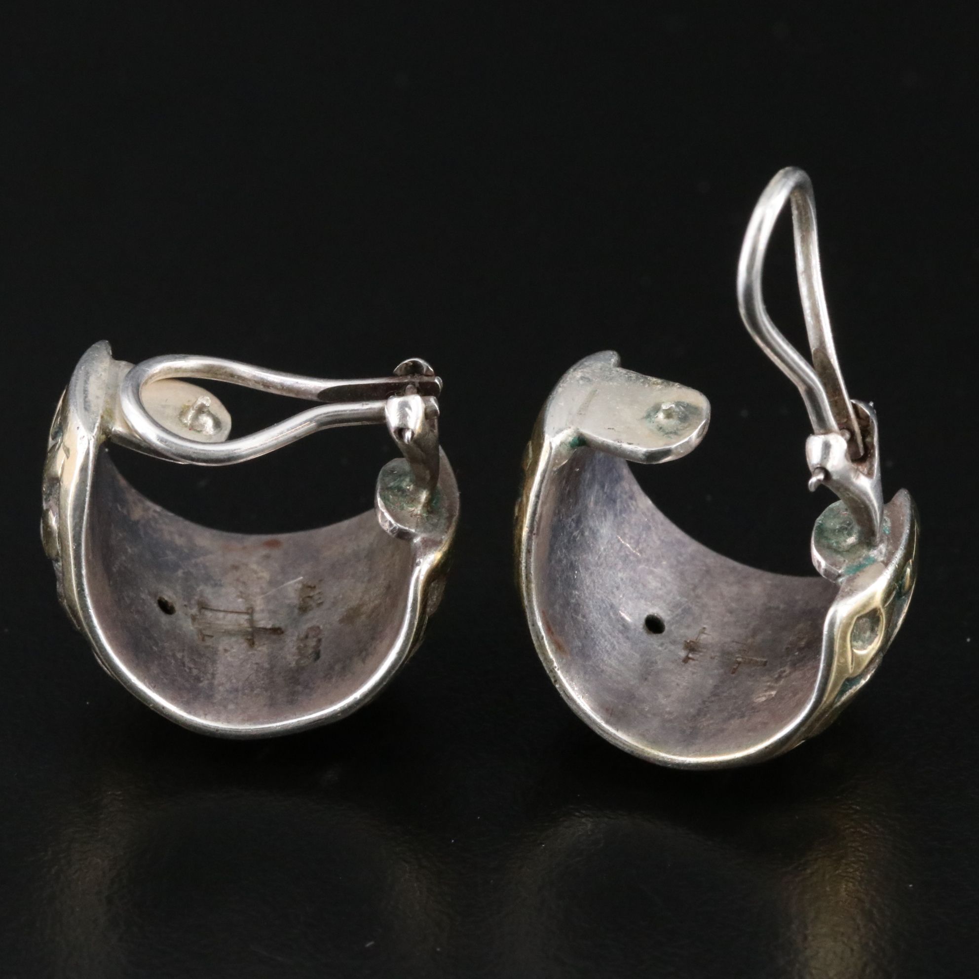 John Hardy Dayak Sterling and 18K Hoop Earrings