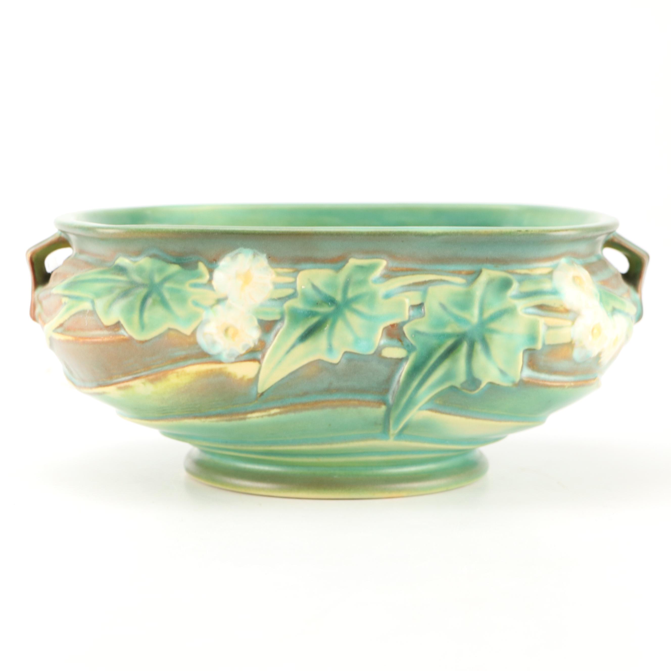 Roseville Pottery "Magnolia" Planter and Candlestick, Mid-20th Century