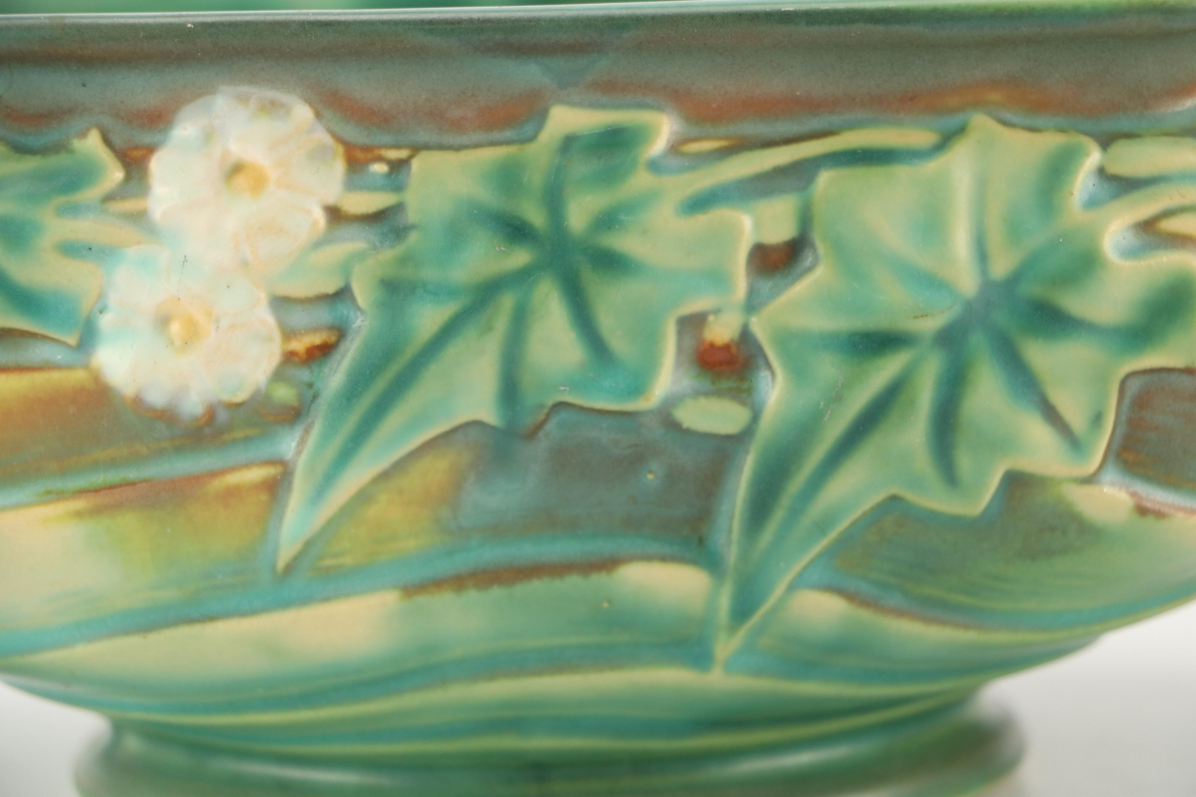 Roseville Pottery "Magnolia" Planter and Candlestick, Mid-20th Century