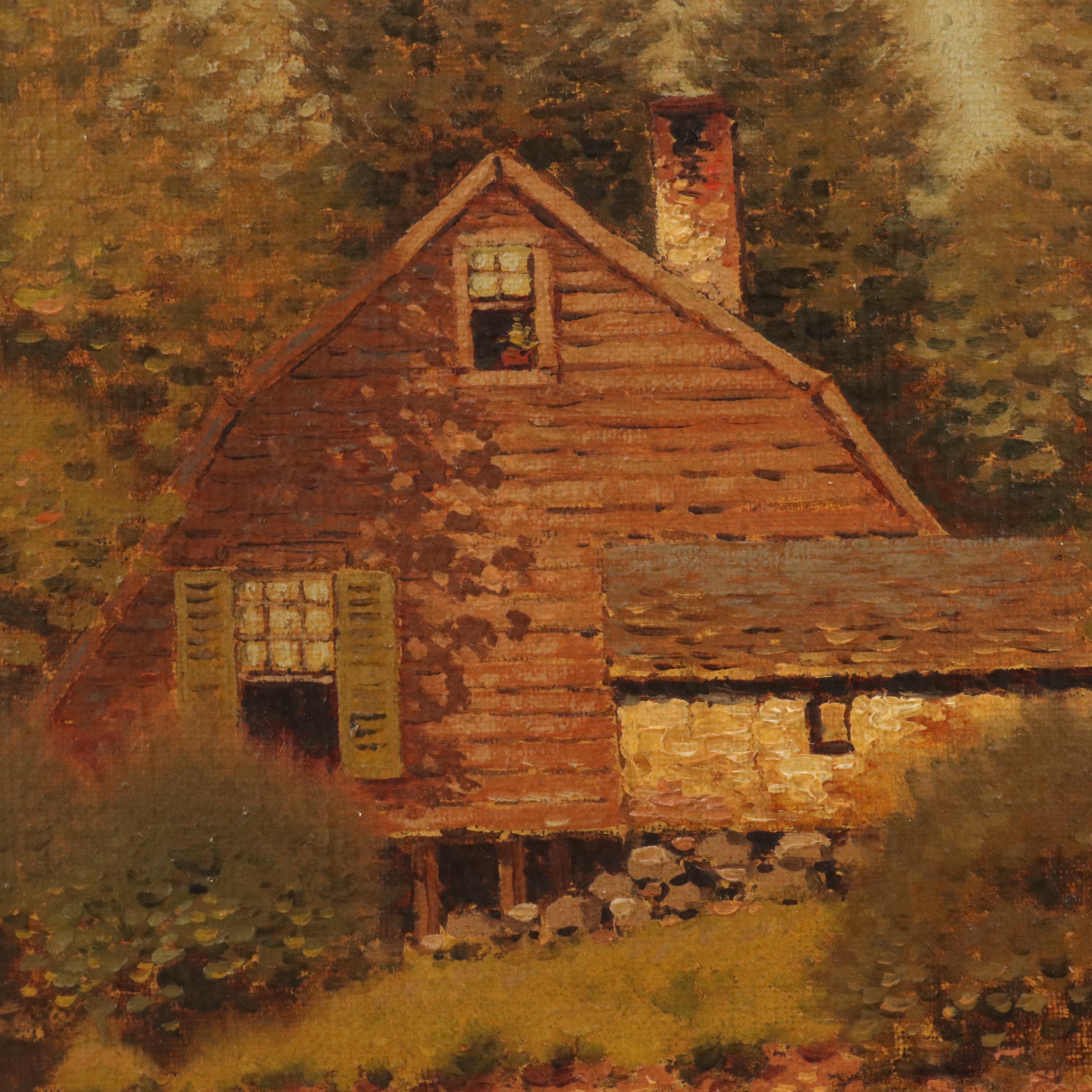 George W. Drew Landscape Oil Painting with River Scene, Early 20th Century