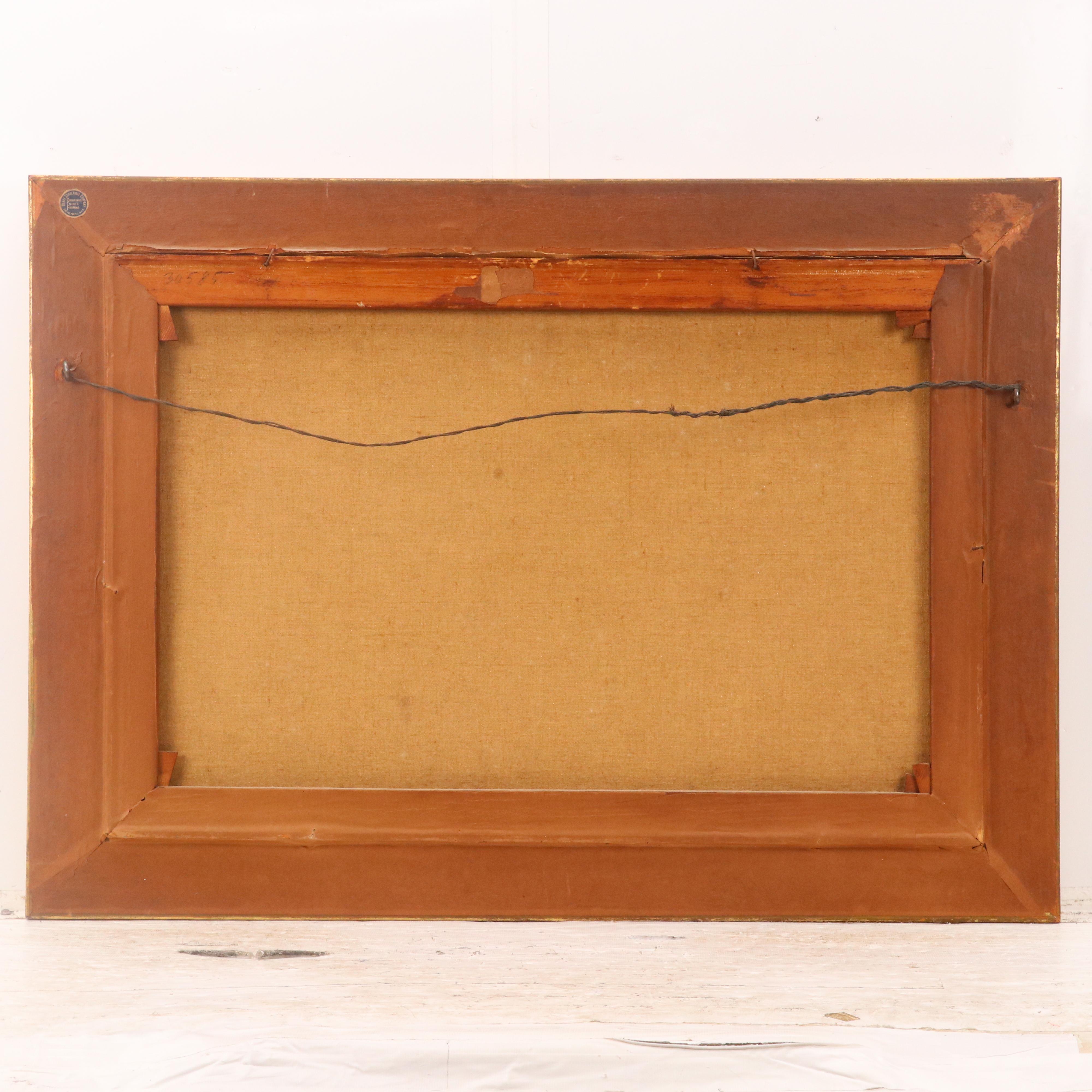 George W. Drew Landscape Oil Painting with River Scene, Early 20th Century