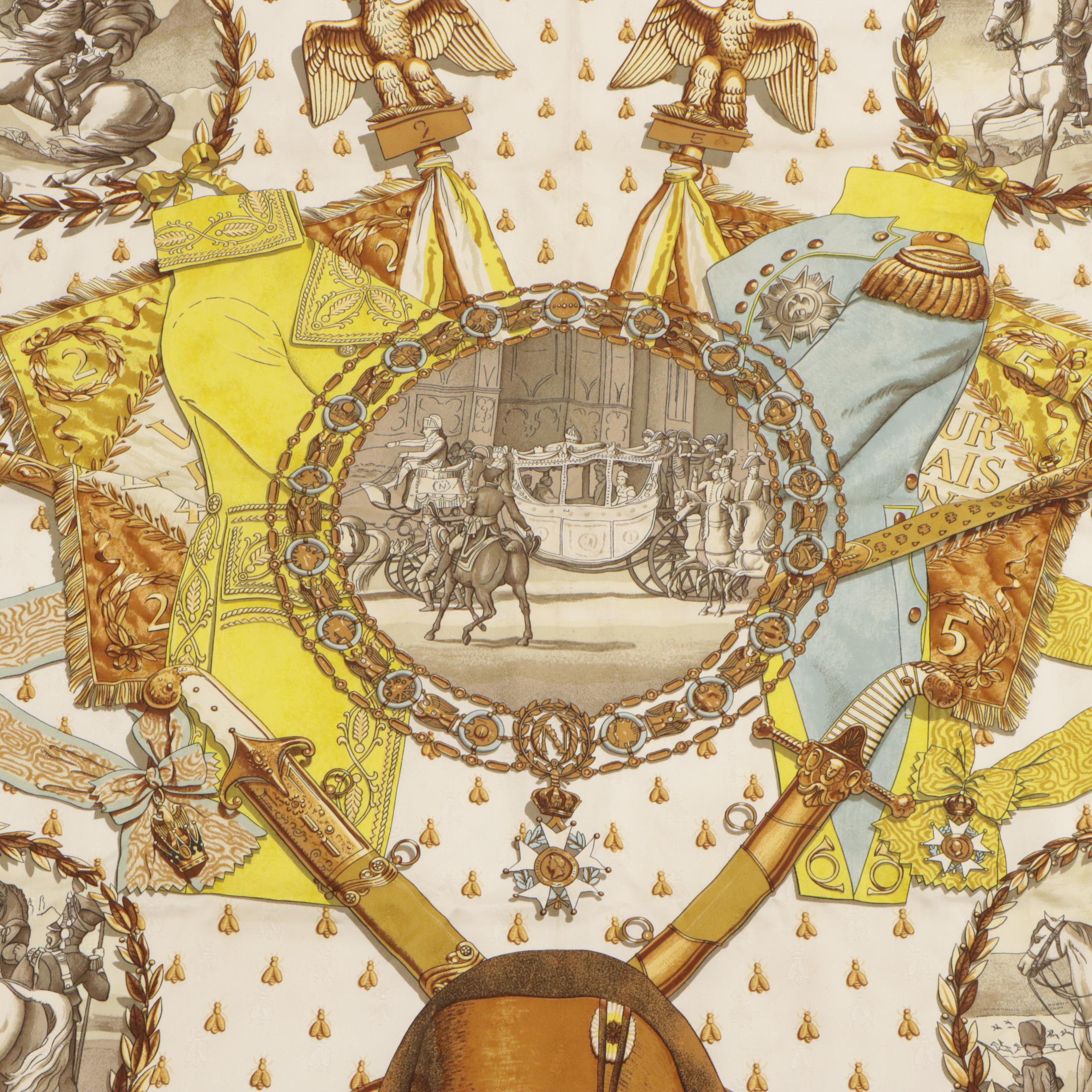 Hermès "Napoléon" Silk Jacquard Scarf 90