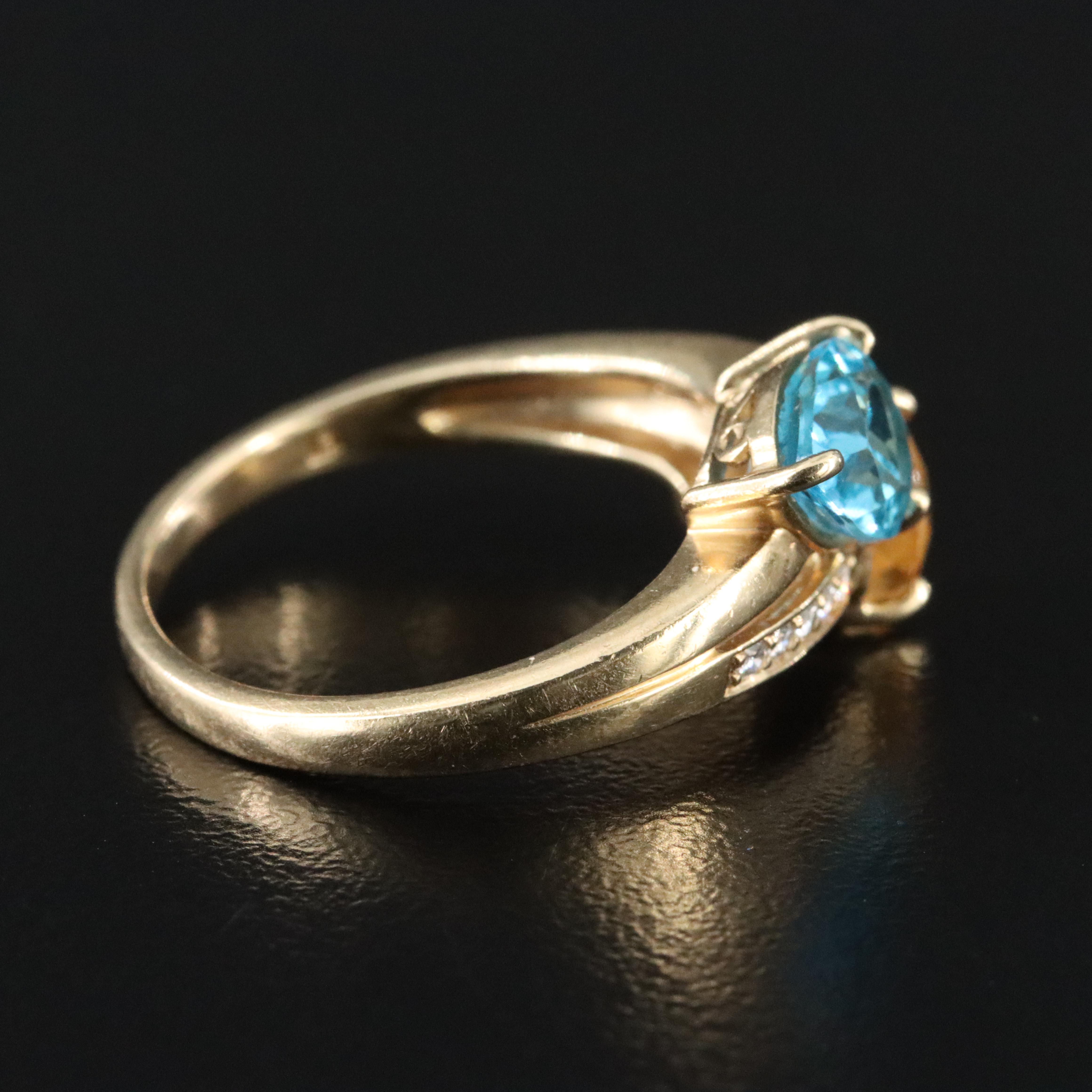 14K Topaz, Citrine and Diamond Ring