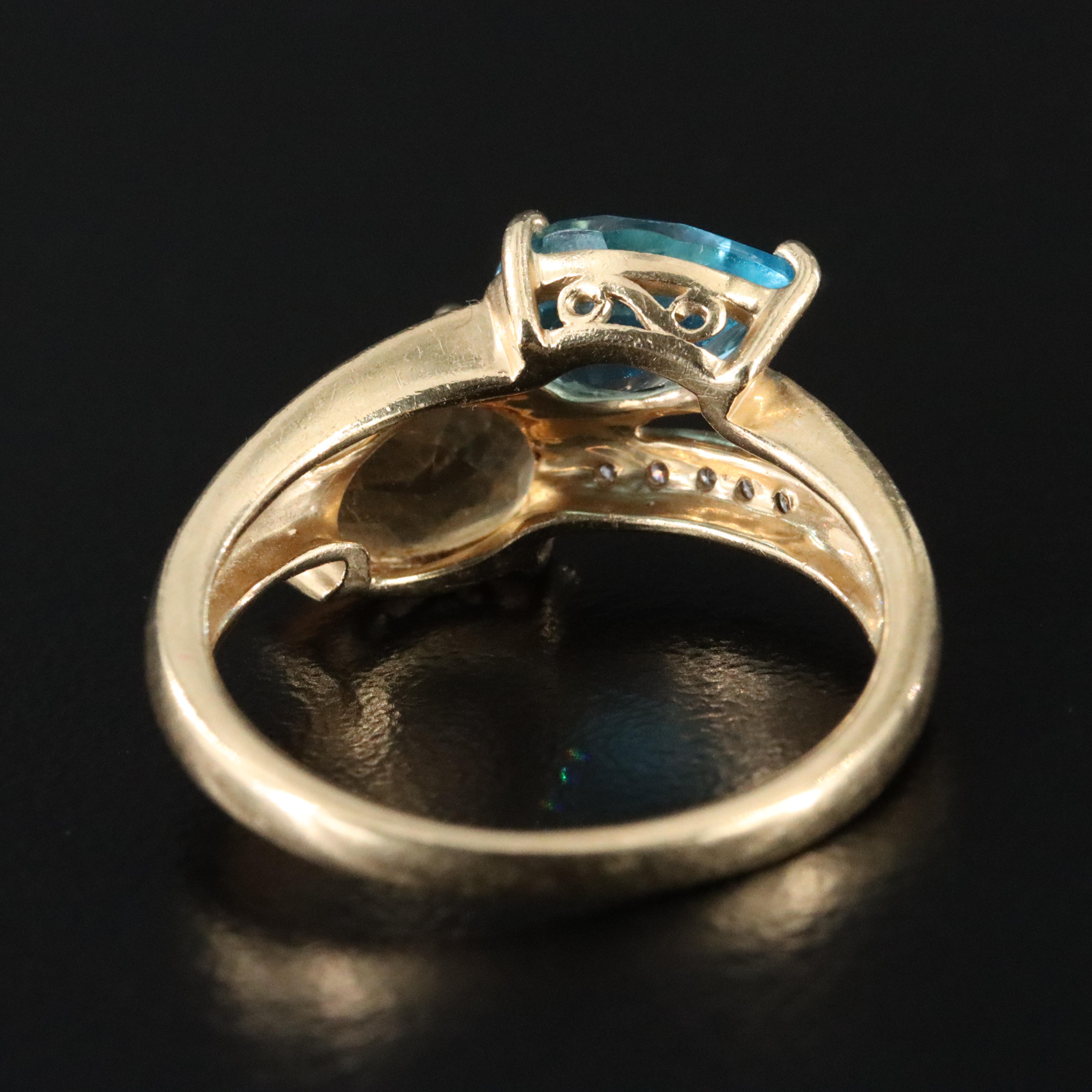 14K Topaz, Citrine and Diamond Ring