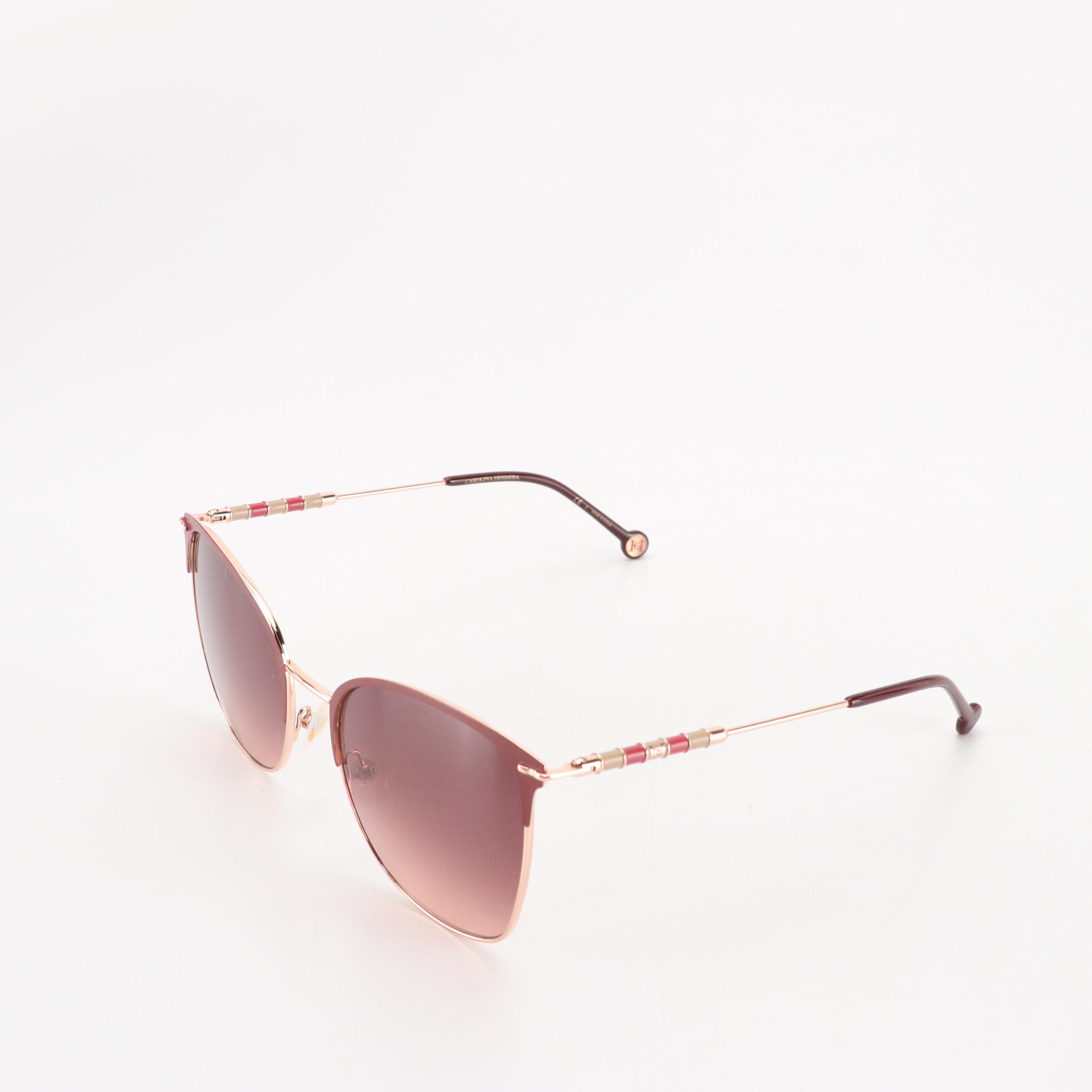 Carolina Herrera CH0036/S Burgundy and Gold Cat Eye Sunglasses with Case