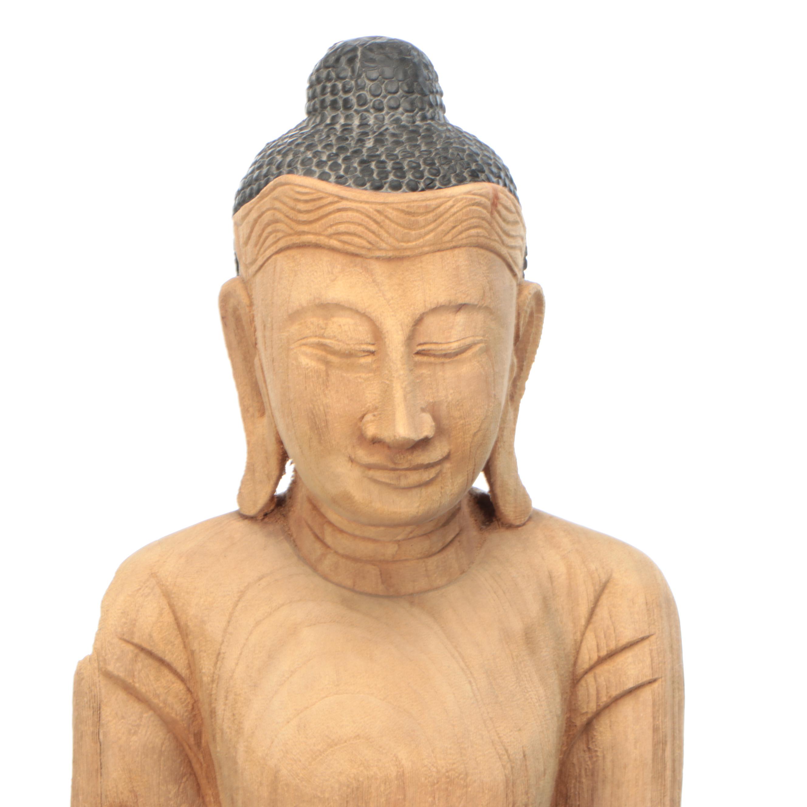 43" Carved Reclaimed Wood Bodhisattva Sculptural Figure