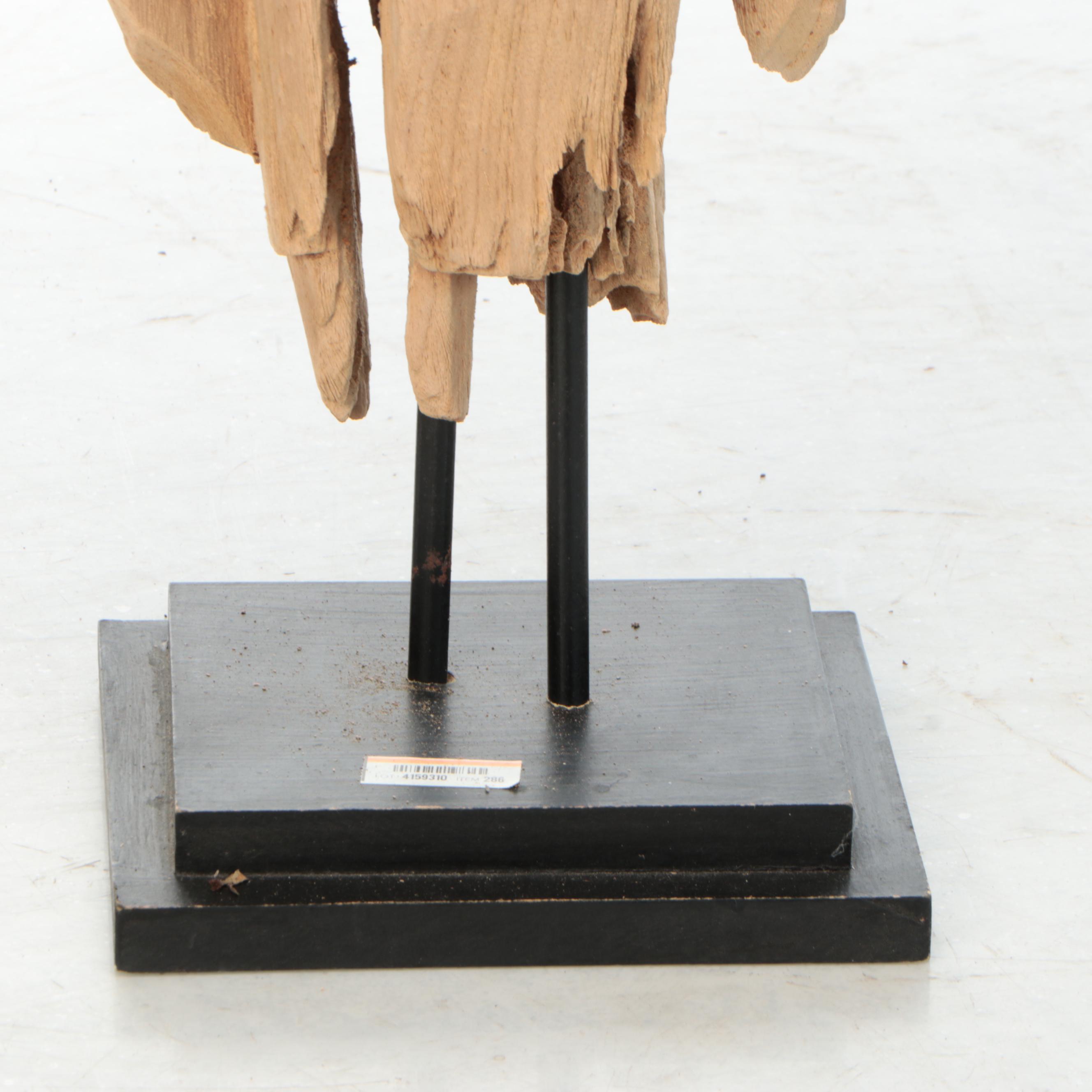 43" Carved Reclaimed Wood Bodhisattva Sculptural Figure