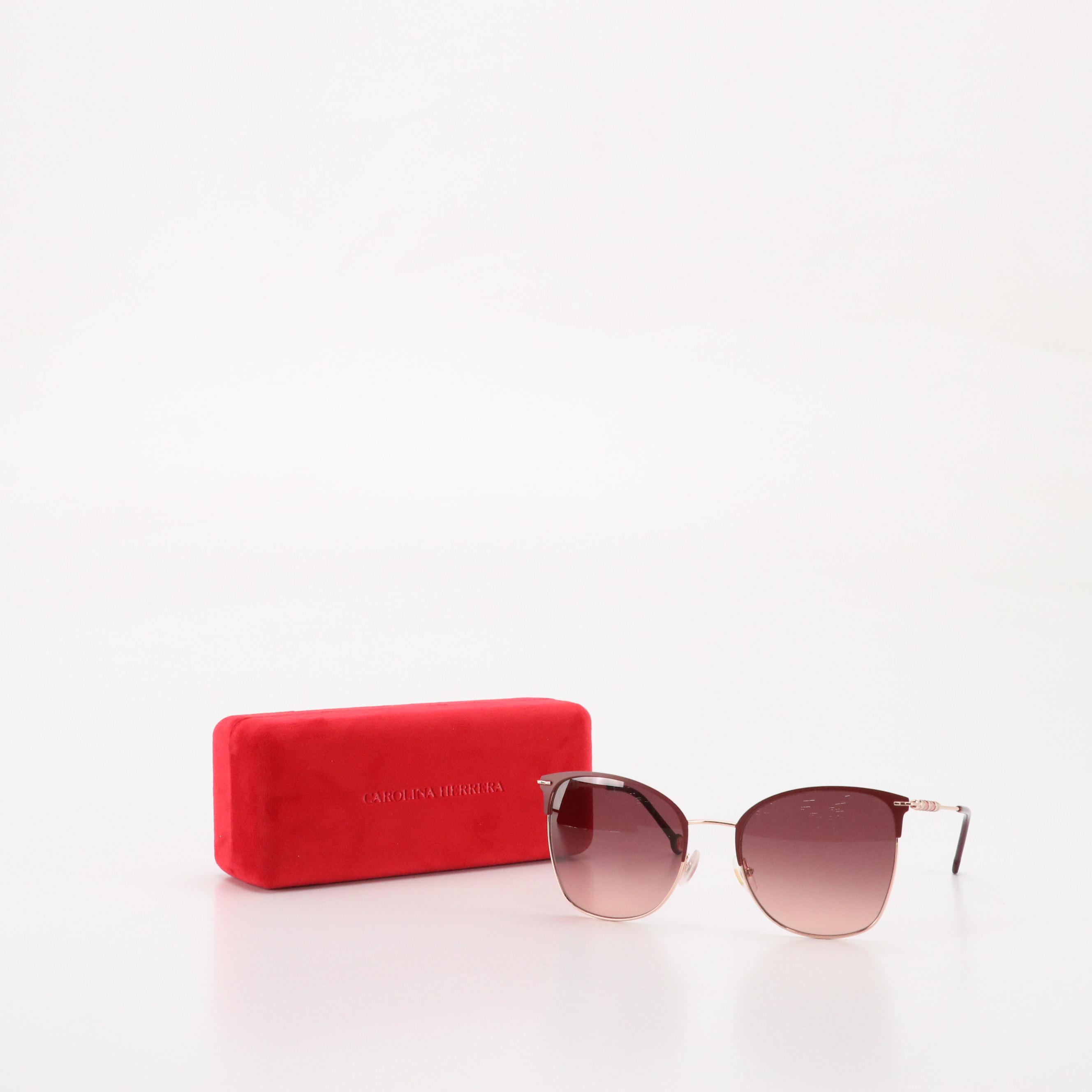 Carolina Herrera CH0036/S Burgundy and Gold Cat Eye Sunglasses with Case