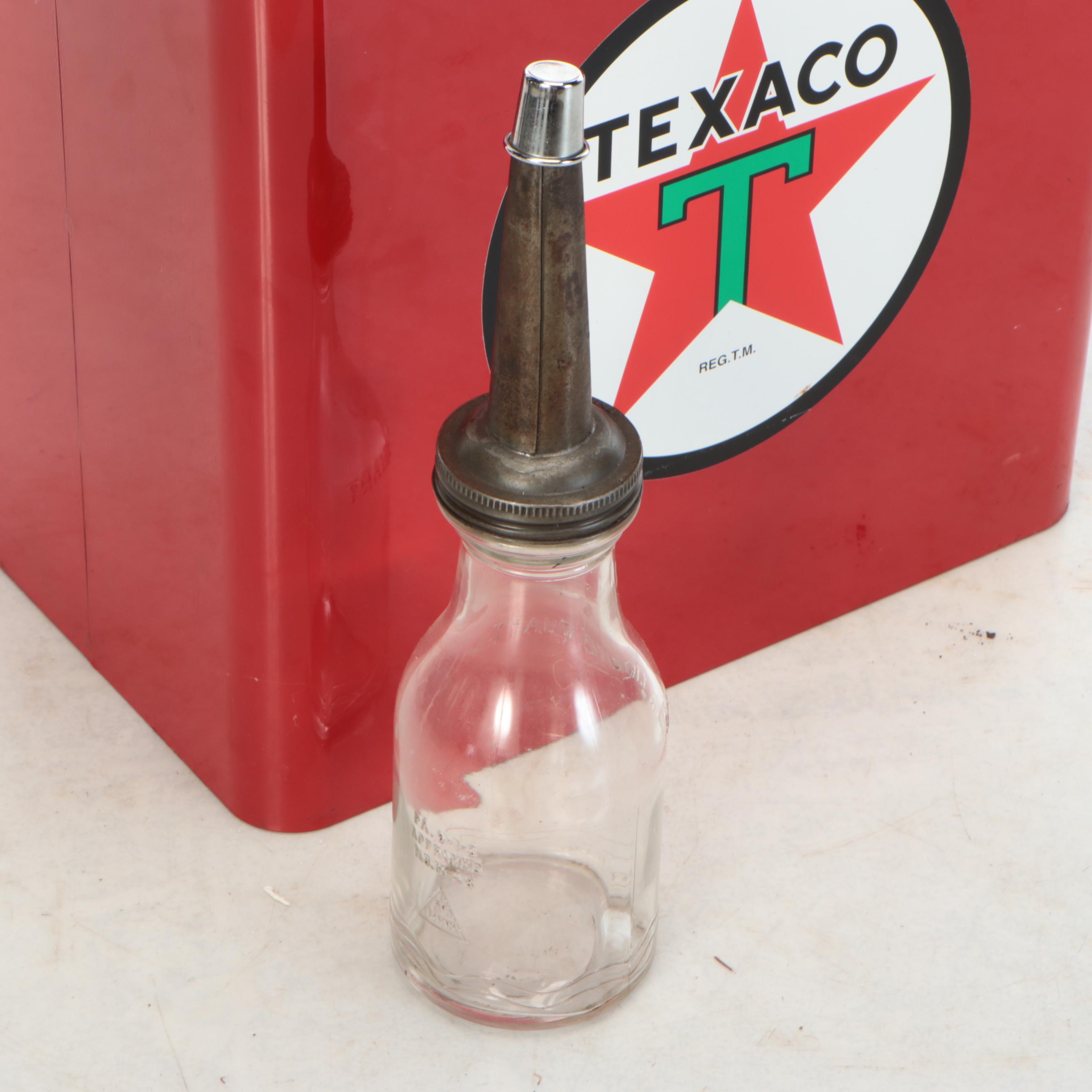 Texaco Metal Carrier with Glass Oil Bottles