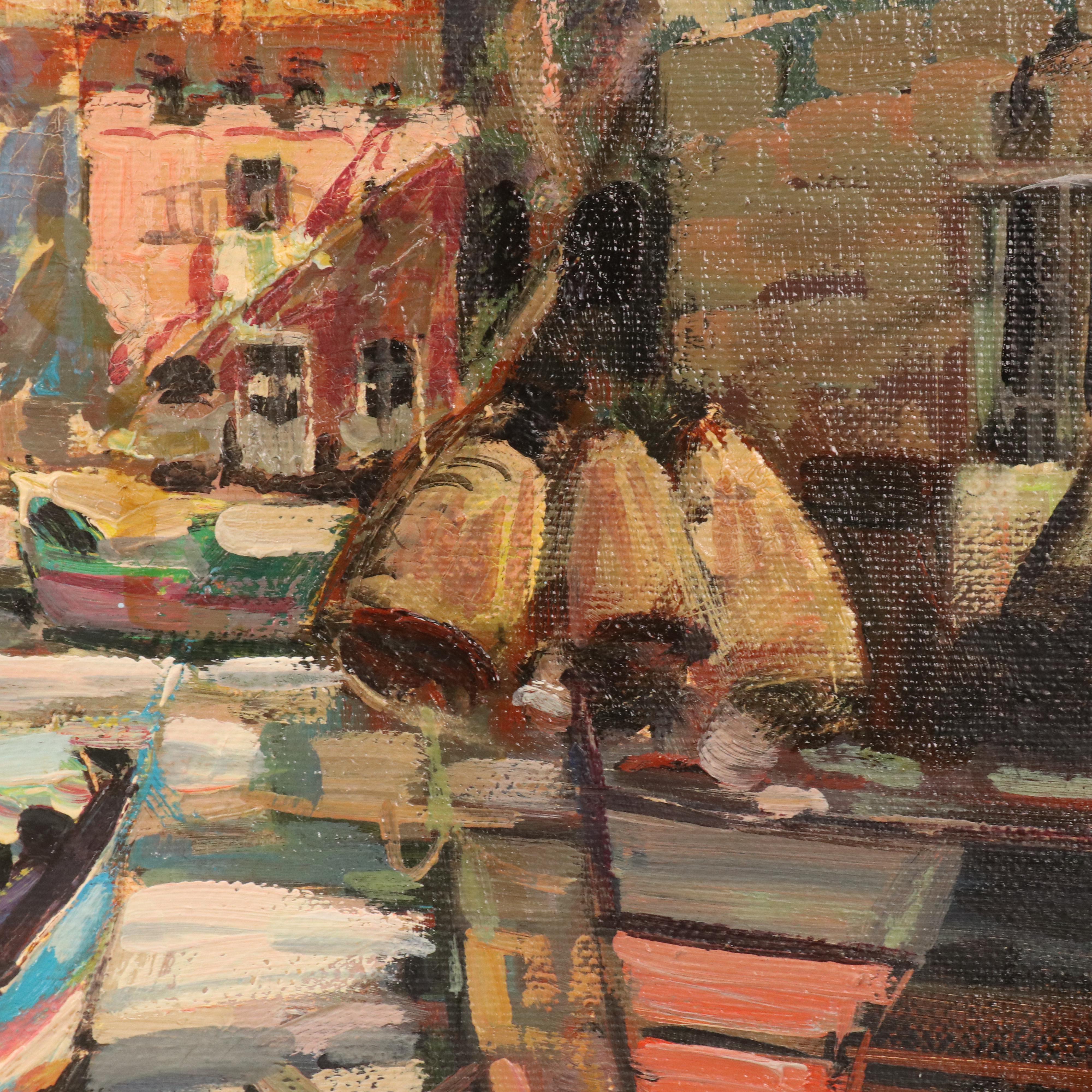 Mario Sanzone Oil Painting of Amalfi Coast
