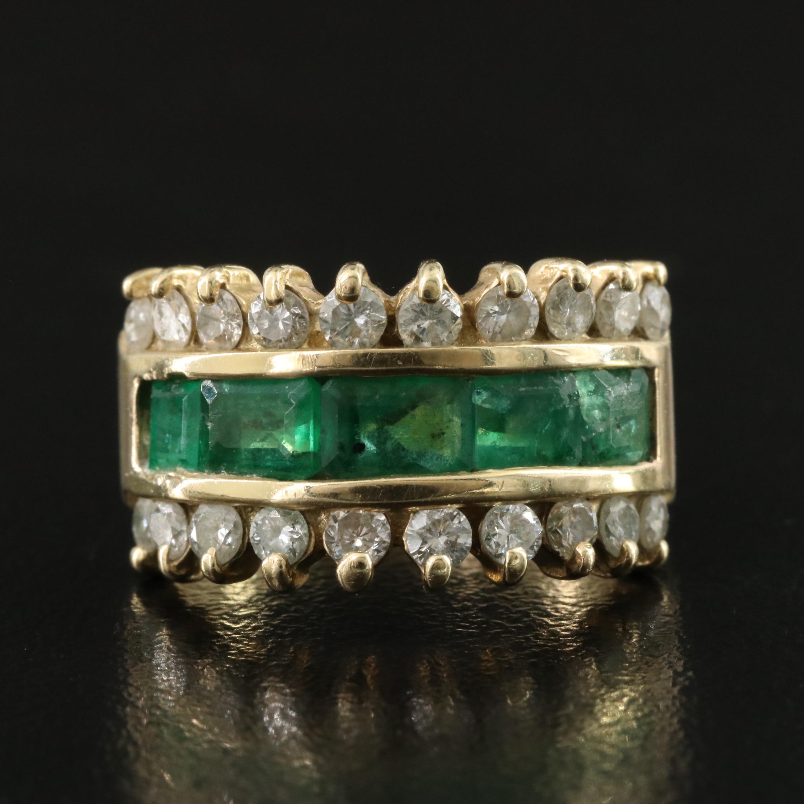 14K Emerald and Diamond Ring