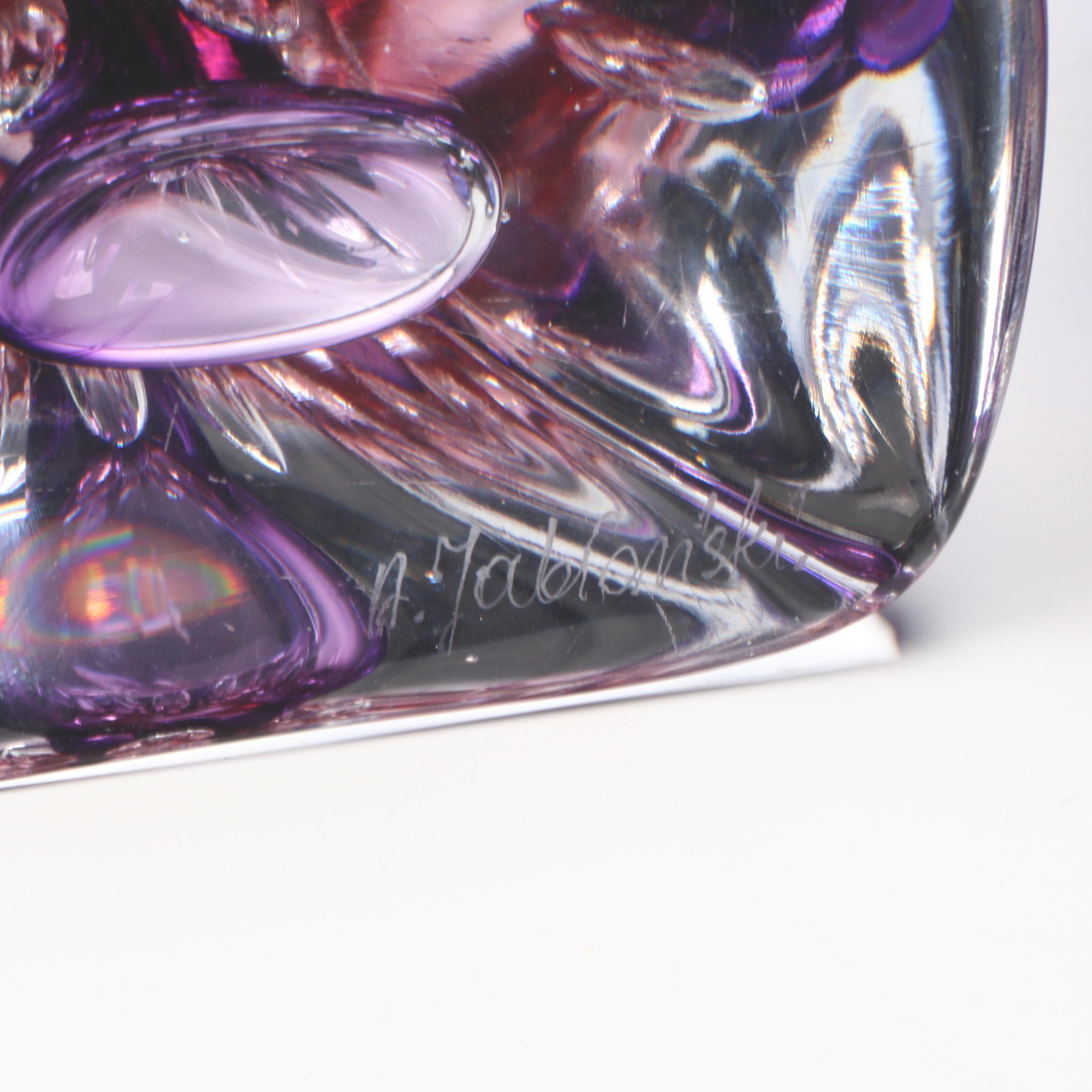 Jablonski Polish Crystal Vase, Art Glass Bud Vase, and Art Glass Bowl