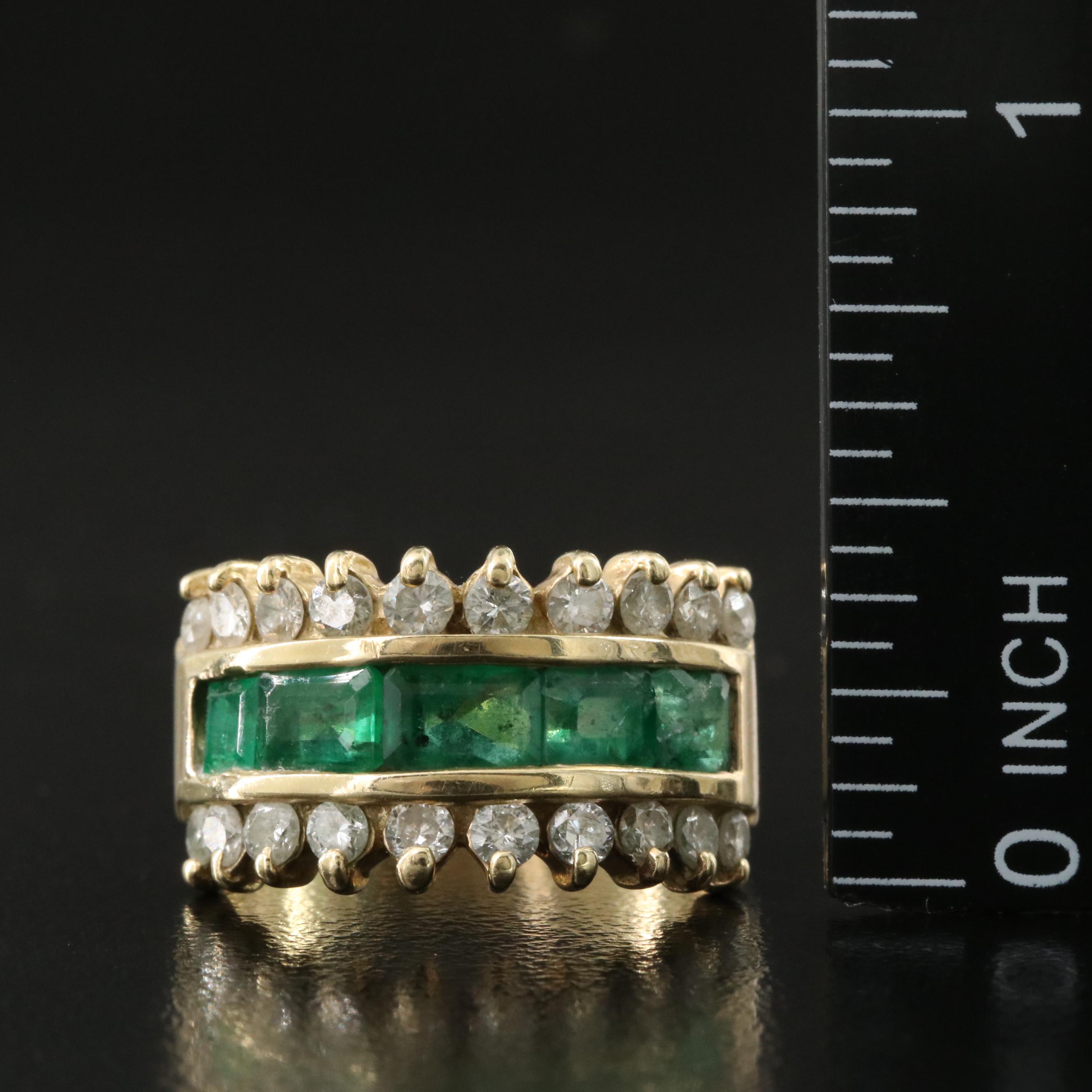 14K Emerald and Diamond Ring