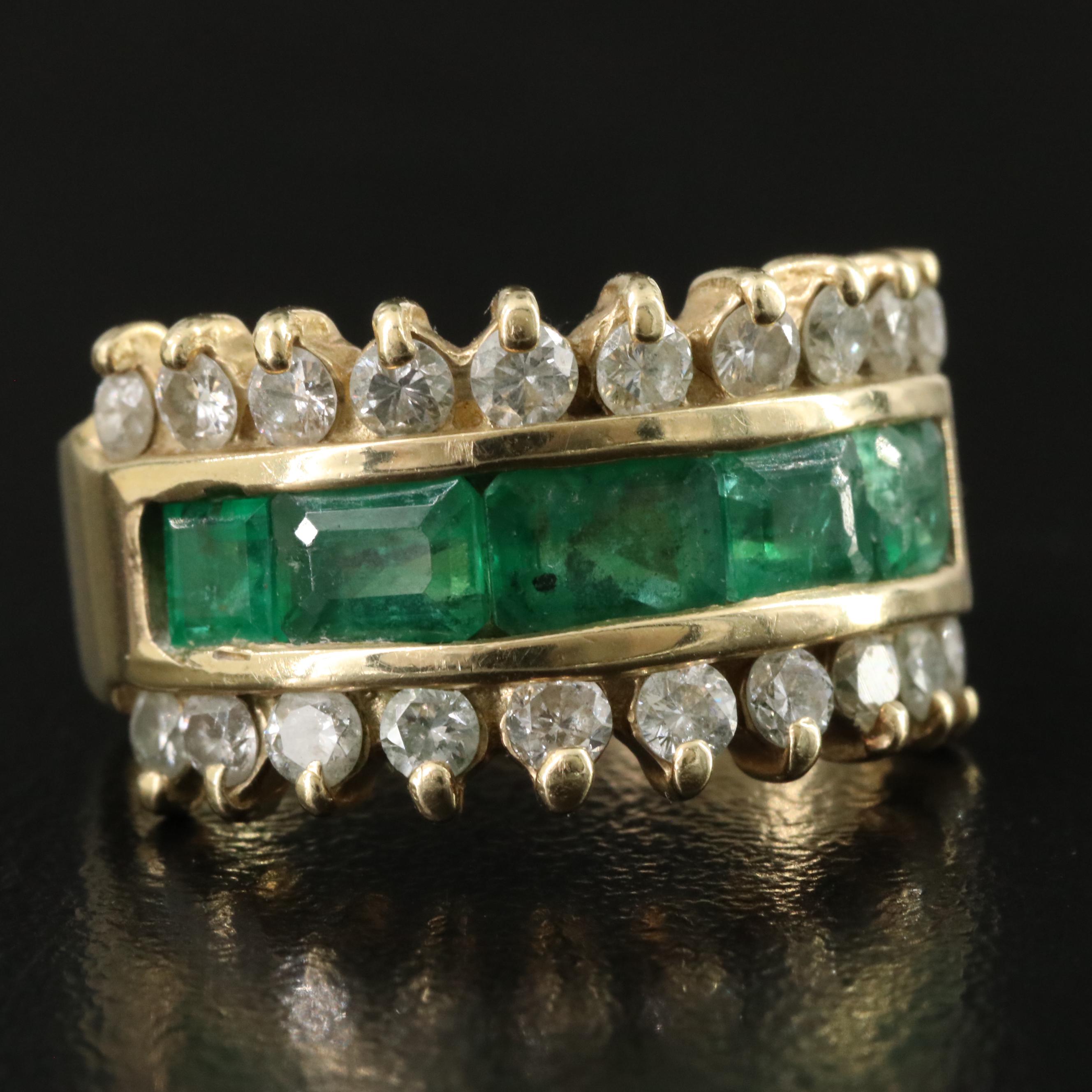 14K Emerald and Diamond Ring