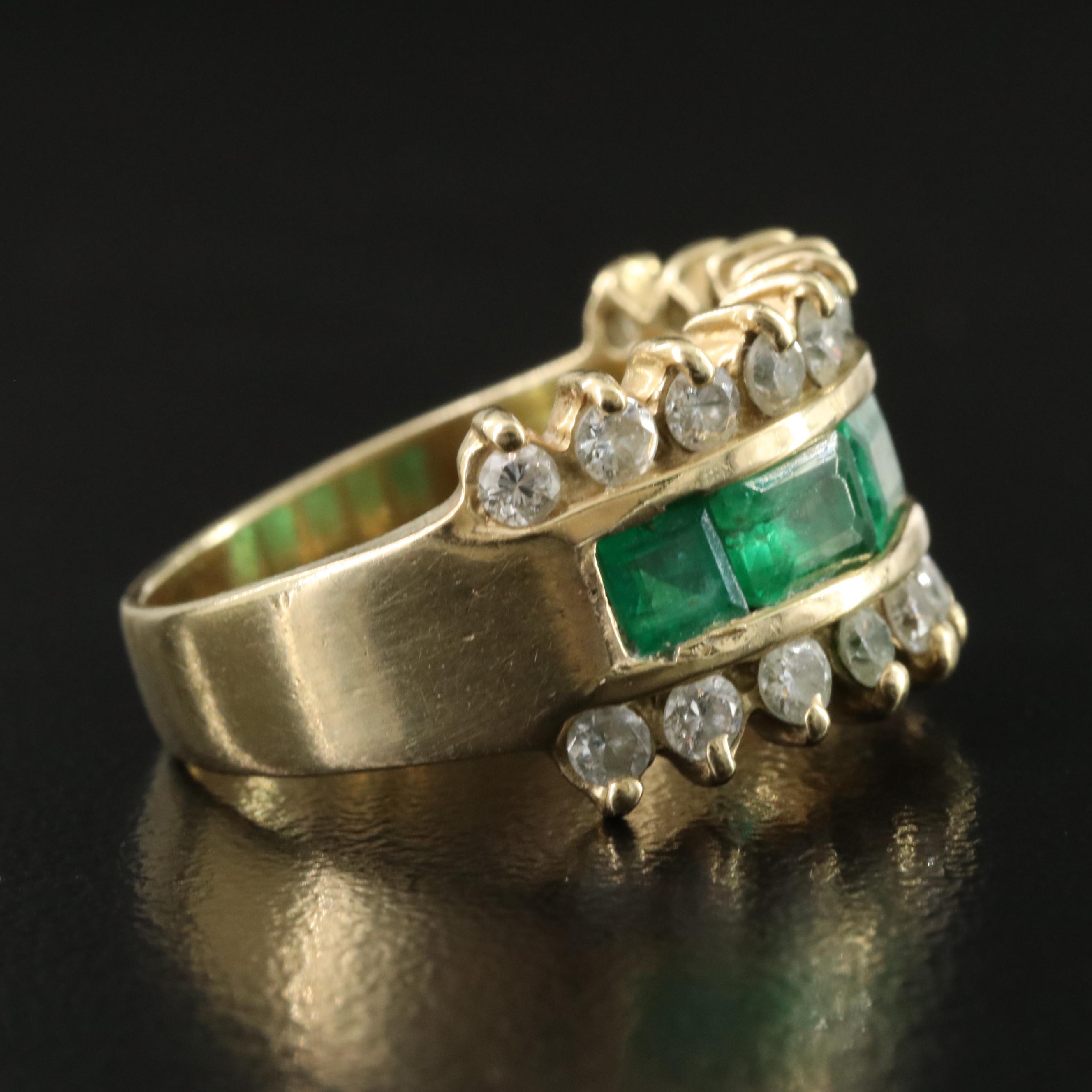 14K Emerald and Diamond Ring