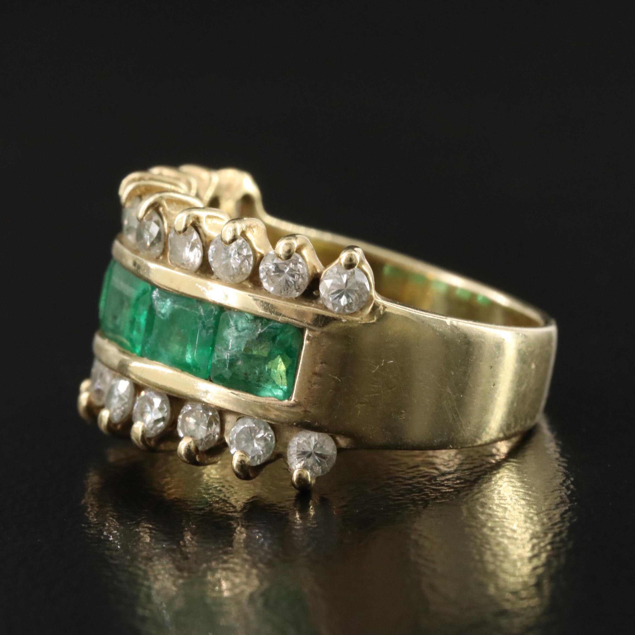 14K Emerald and Diamond Ring