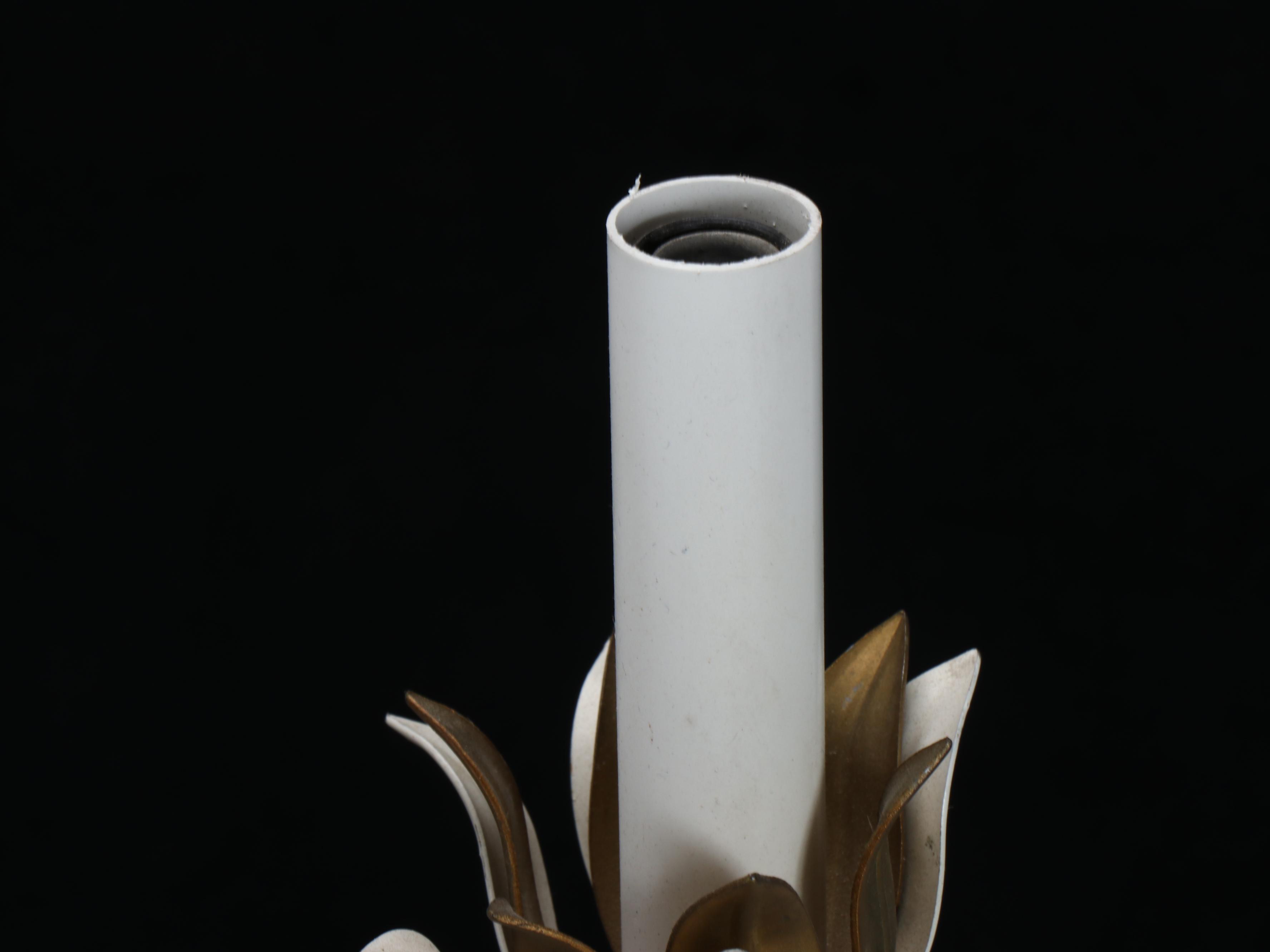 Contemporary Chinoiserie White Enameled Metal Six-Arm Chandelier