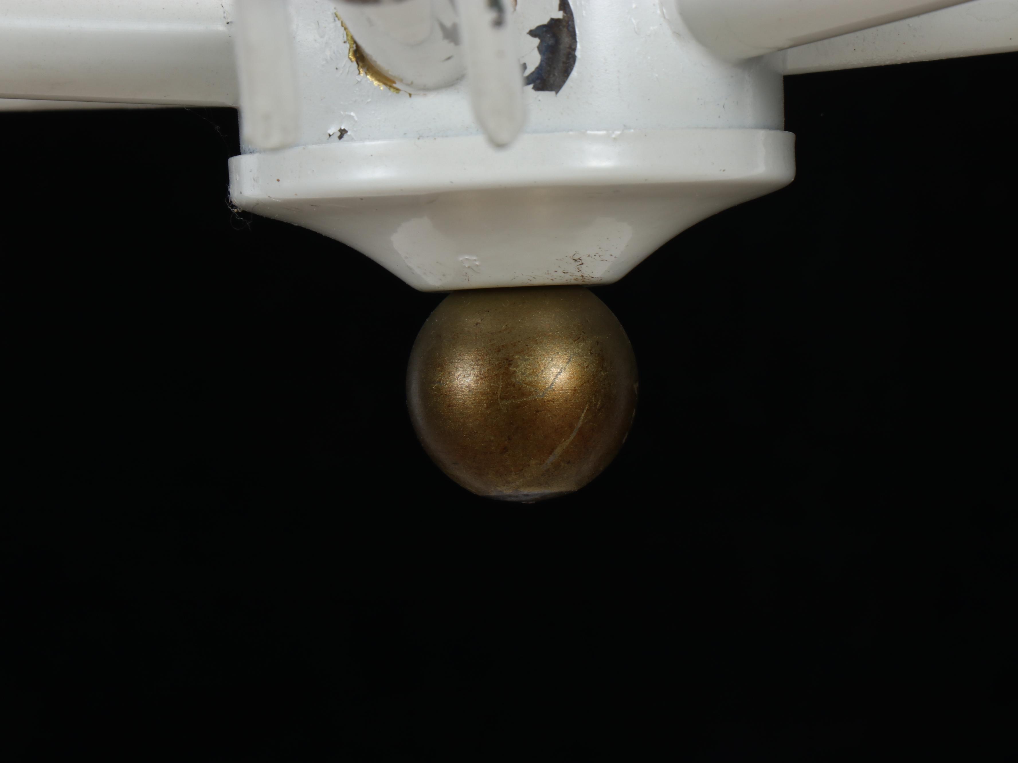 Contemporary Chinoiserie White Enameled Metal Six-Arm Chandelier