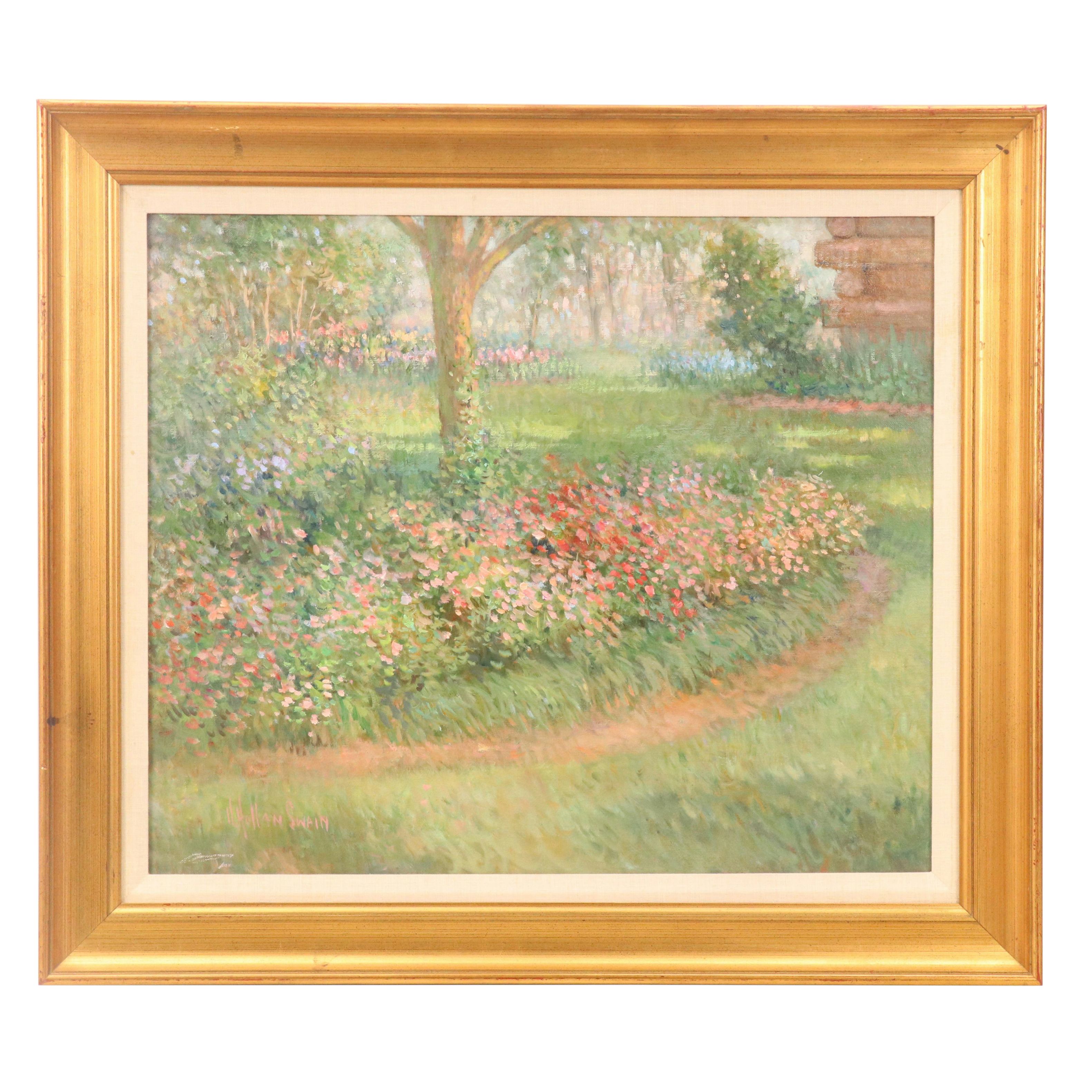 Vivian Hollan Swain Landscape Oil Painting with Floral Field