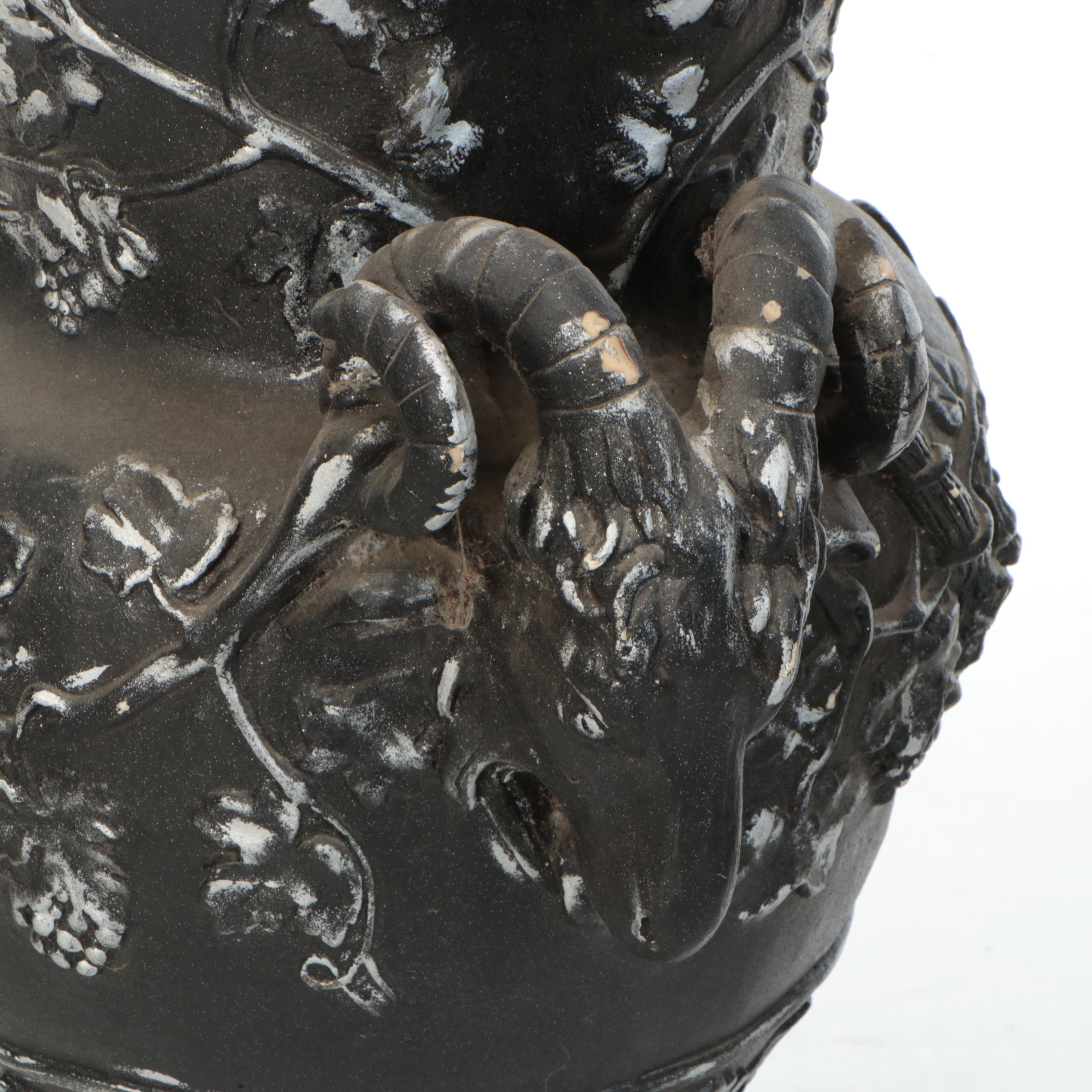 Bacchus Theme Black Enameled Floor Planter