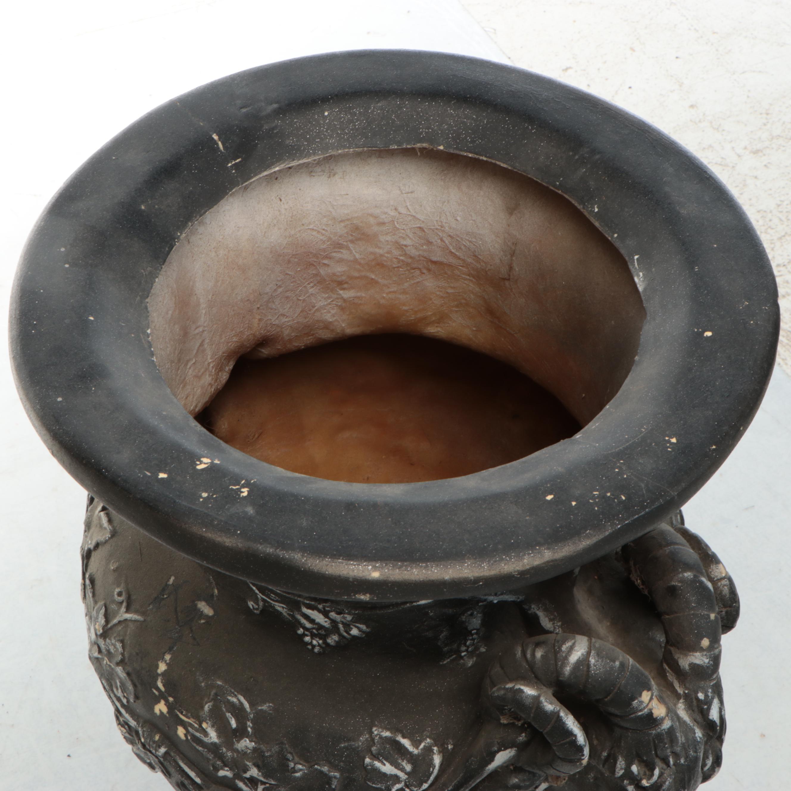 Bacchus Theme Black Enameled Floor Planter