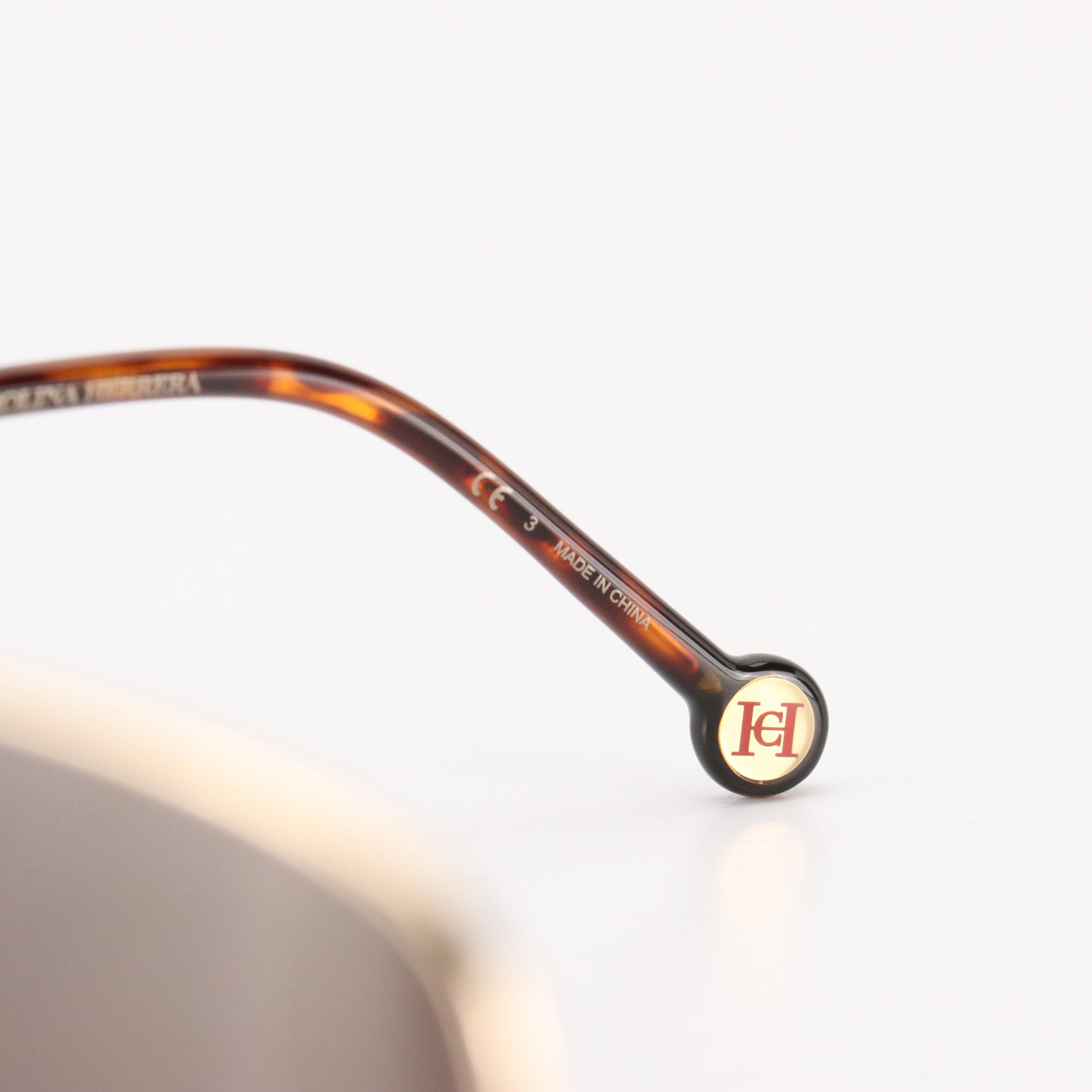 Carolina Herrera CH0035/S Oversized Square Gold Framed Sunglasses with Case