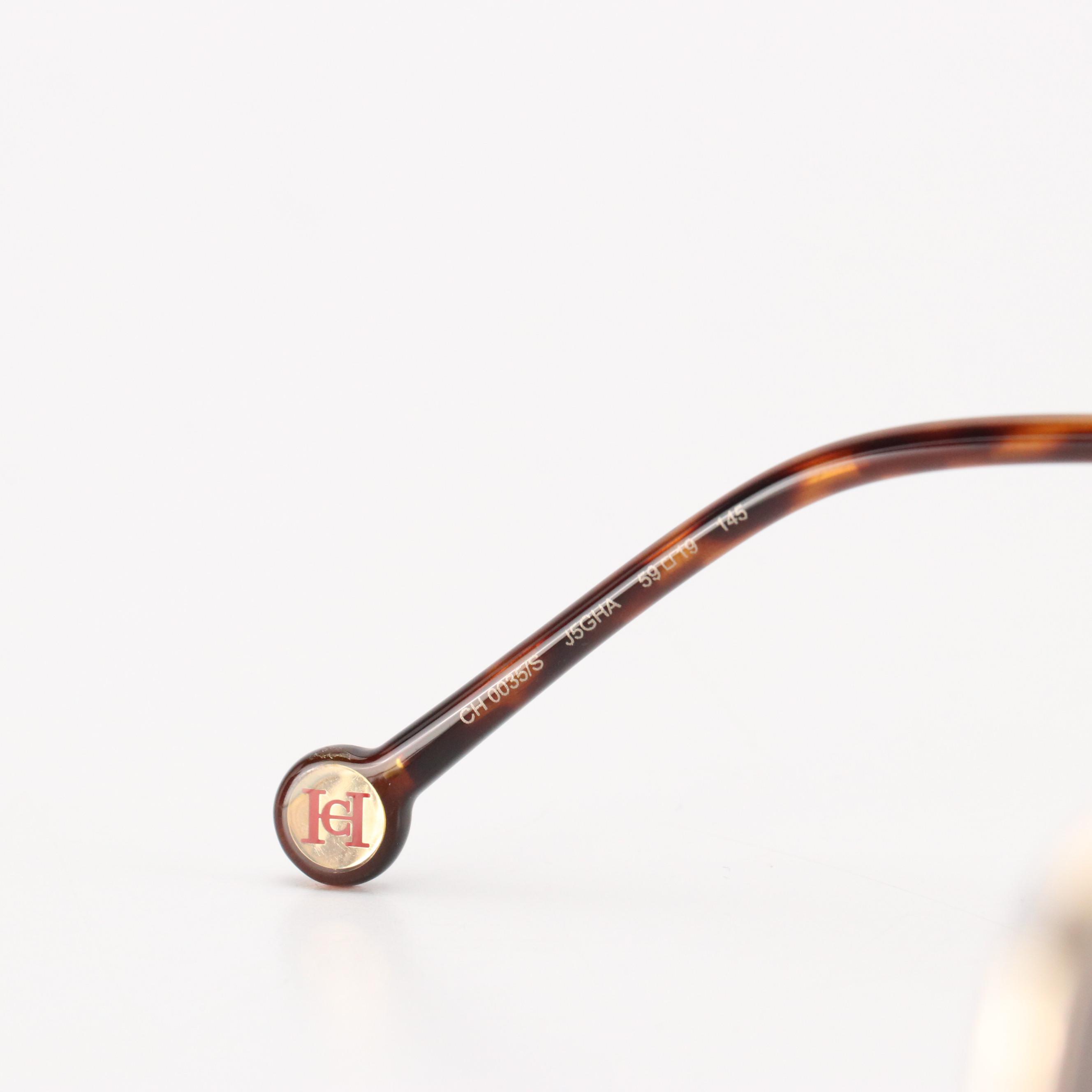 Carolina Herrera CH0035/S Oversized Square Gold Framed Sunglasses with Case