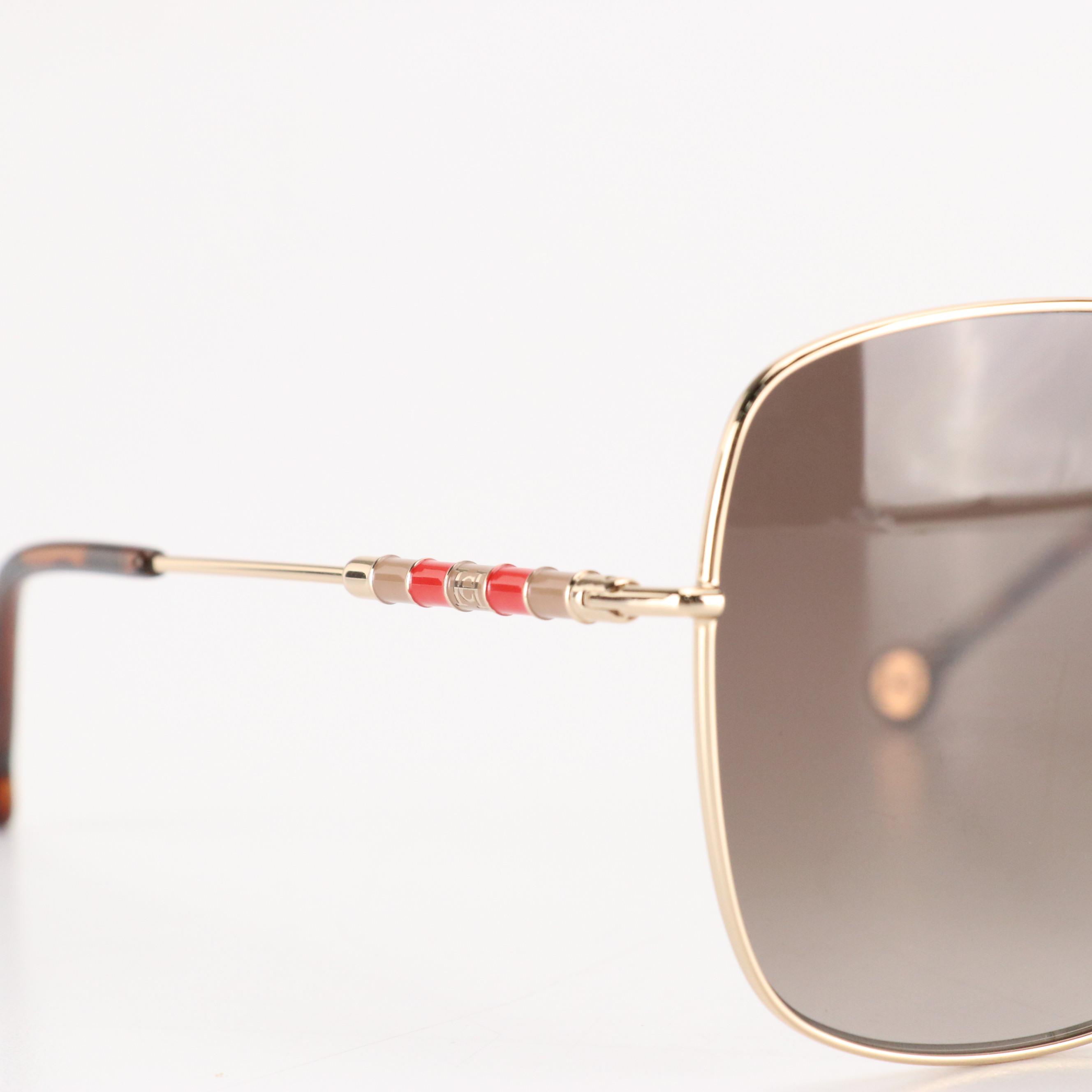 Carolina Herrera CH0035/S Oversized Square Gold Framed Sunglasses with Case