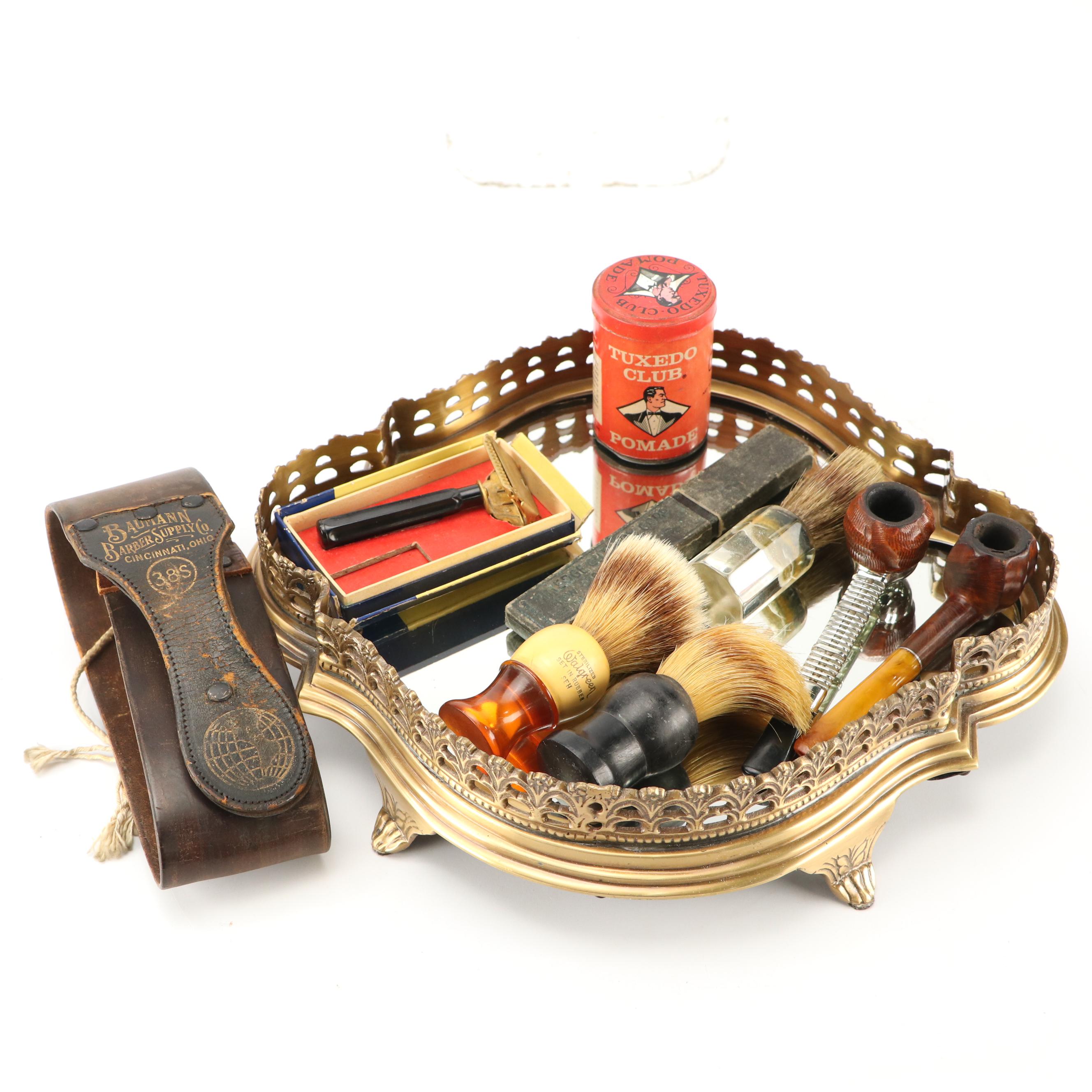 Men's Vintage Razors, Shaving Brushes, Pipes and Other Vanity Items