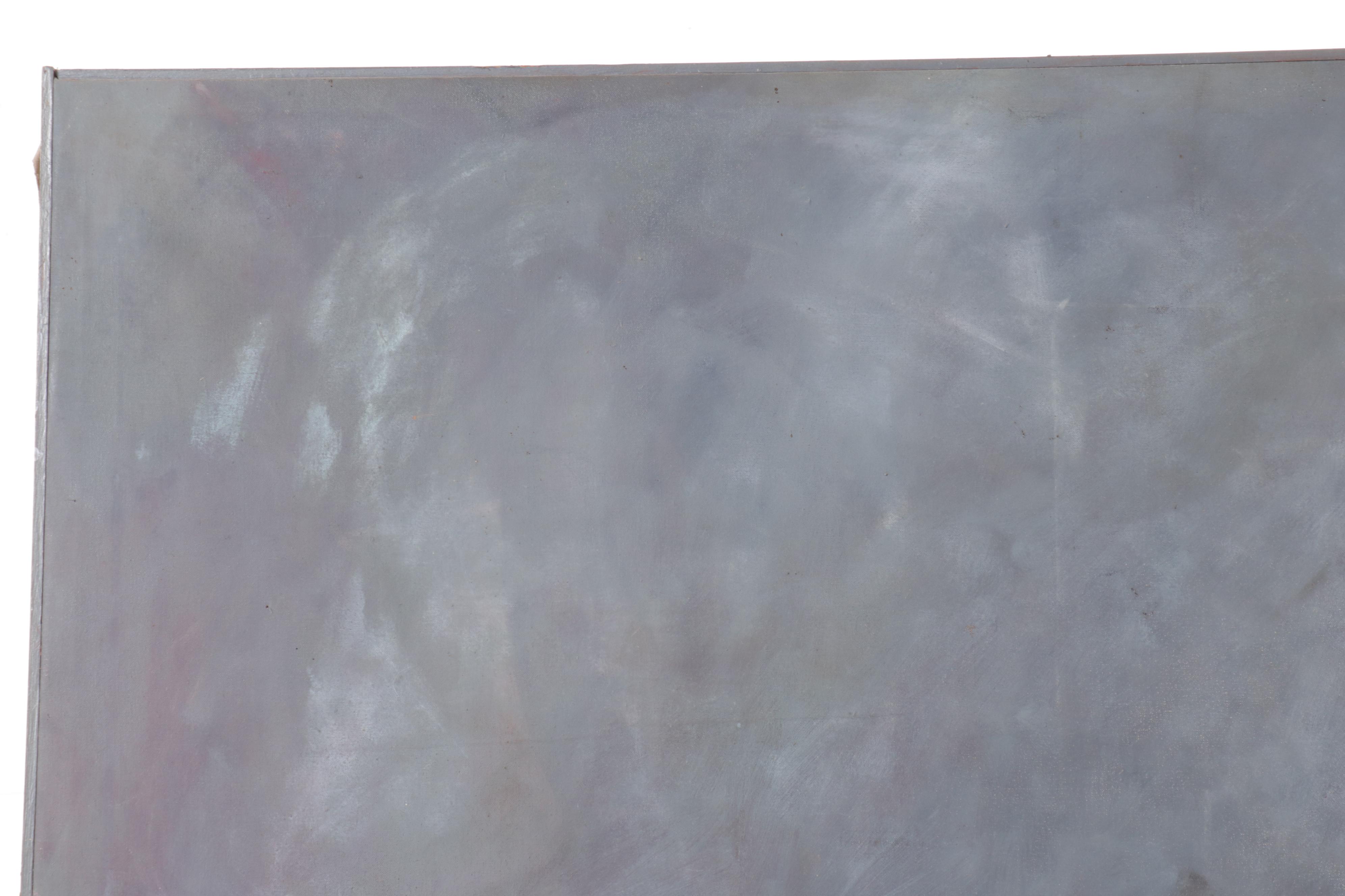 Large-Scale Oil Painting of White Horse, Late 20th Century