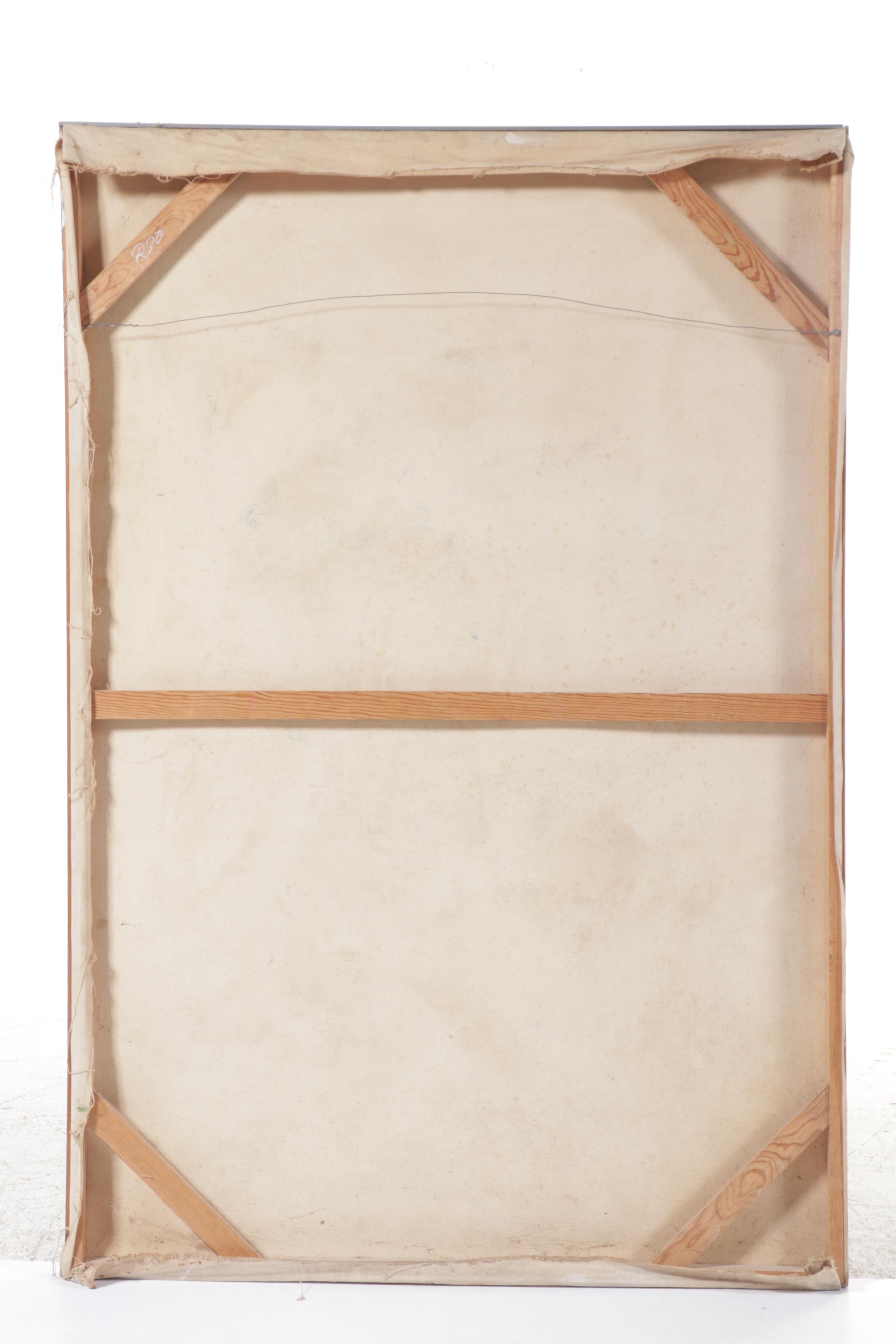 Large-Scale Oil Painting of White Horse, Late 20th Century