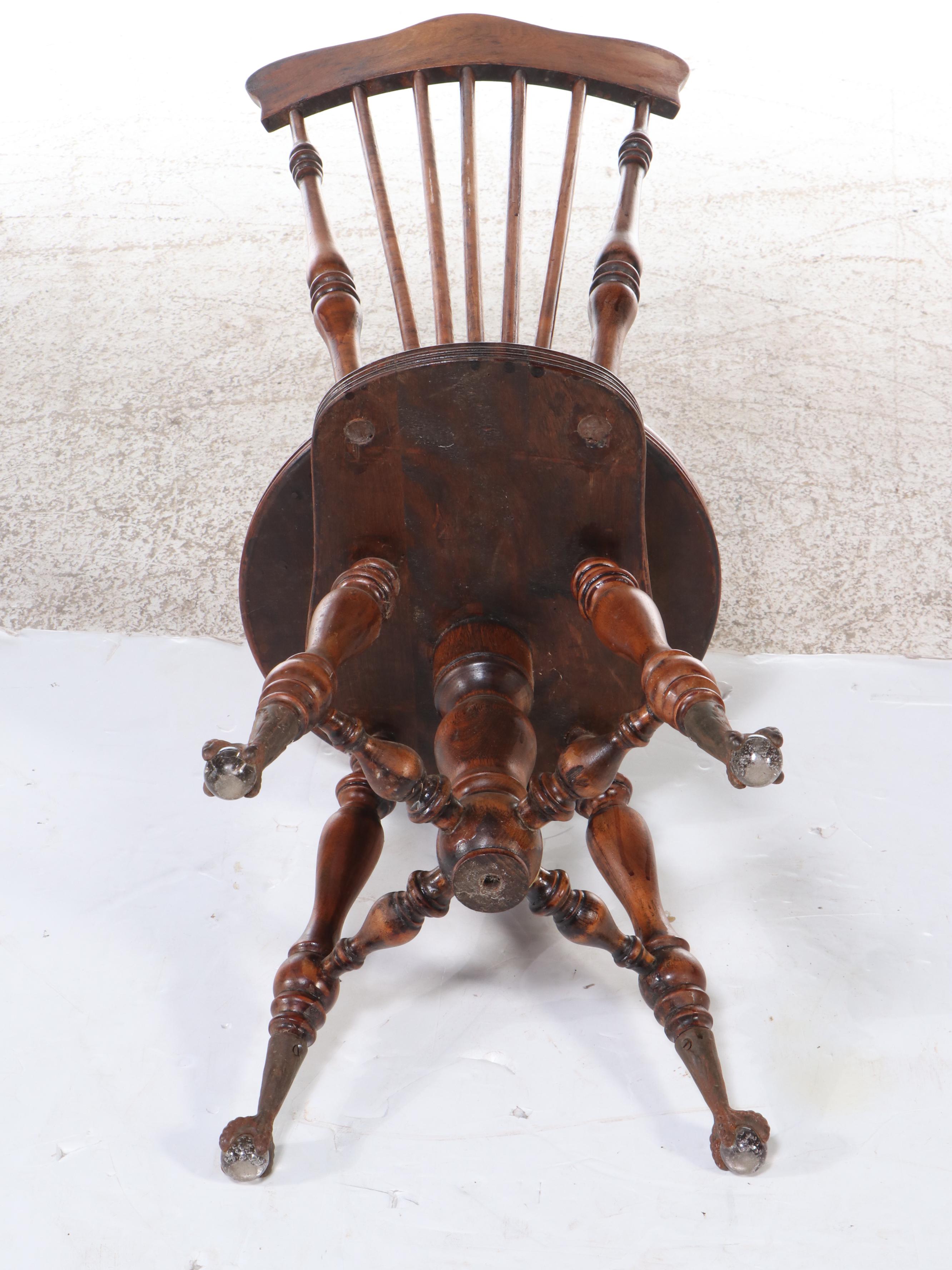 Spindle Back Piano Chair with Ball-and-Claw Feet, Late 19th / Early 20th C
