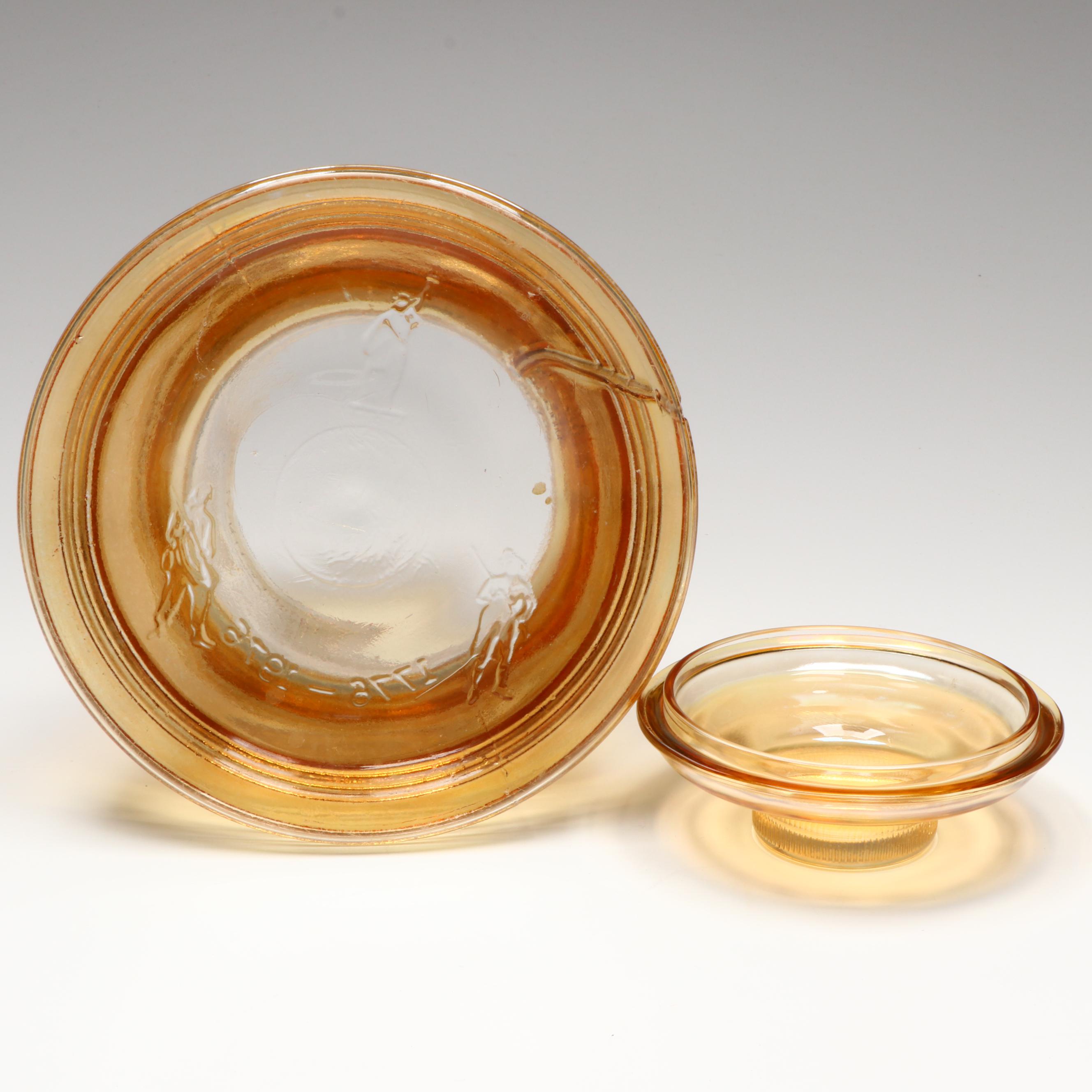 Wheaton Nuline Presidental Carnival Glass Decanters with Bicentennial Cookie Jar