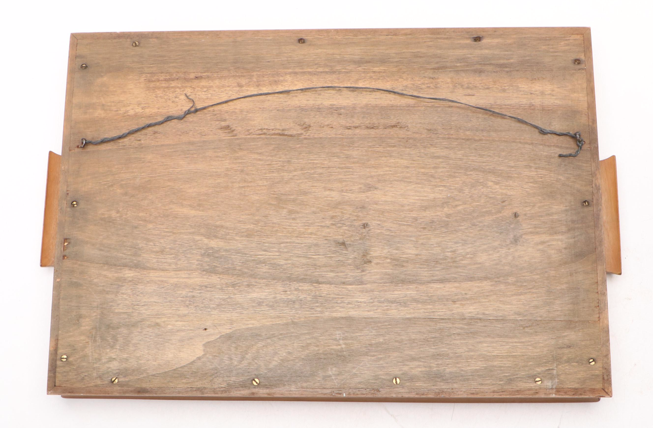 Wildlife Tile Decorative Wood Tray, Mid/Late 20th Century