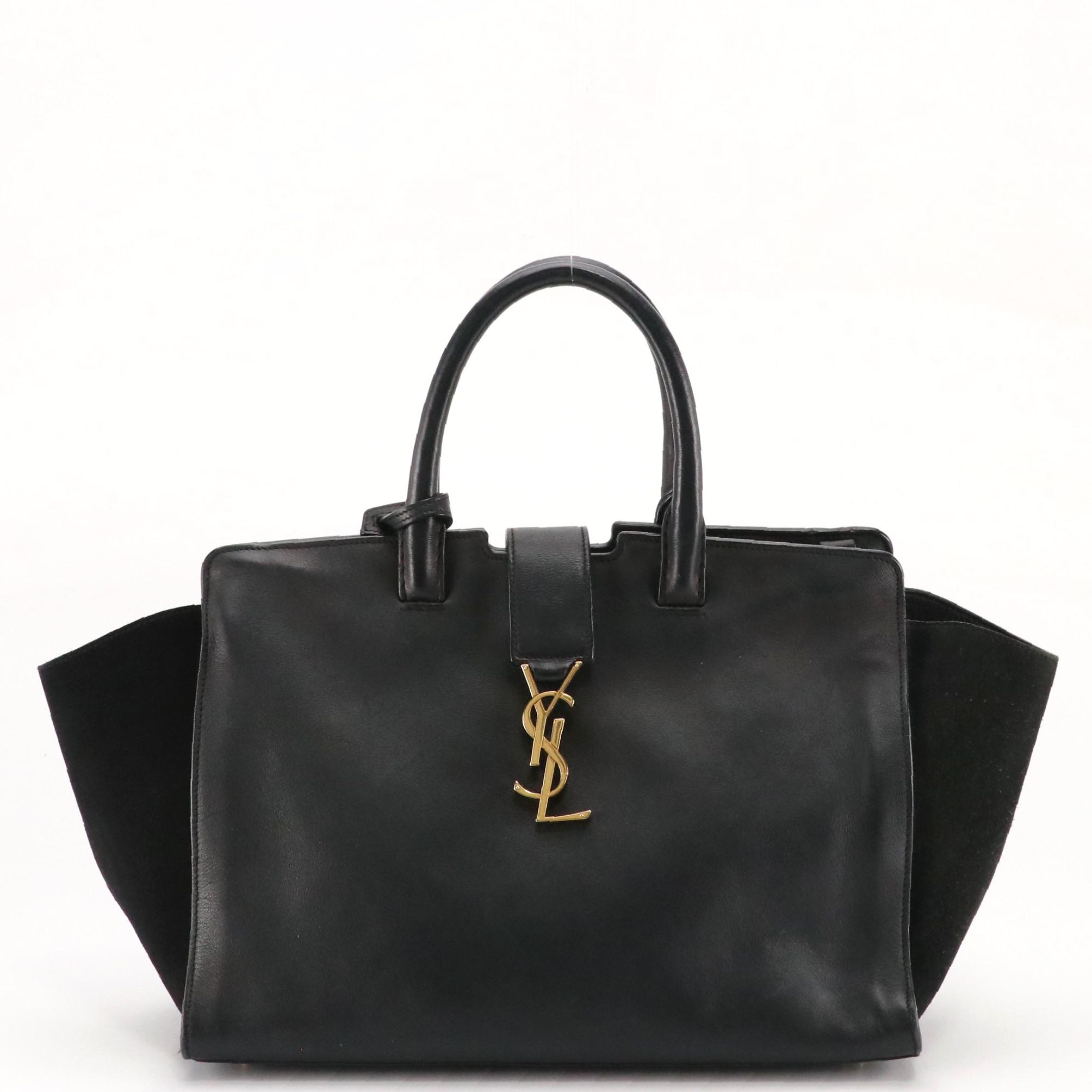 Saint Laurent Downtown Cabas Two-Way Satchel in Calfskin Leather and Suede