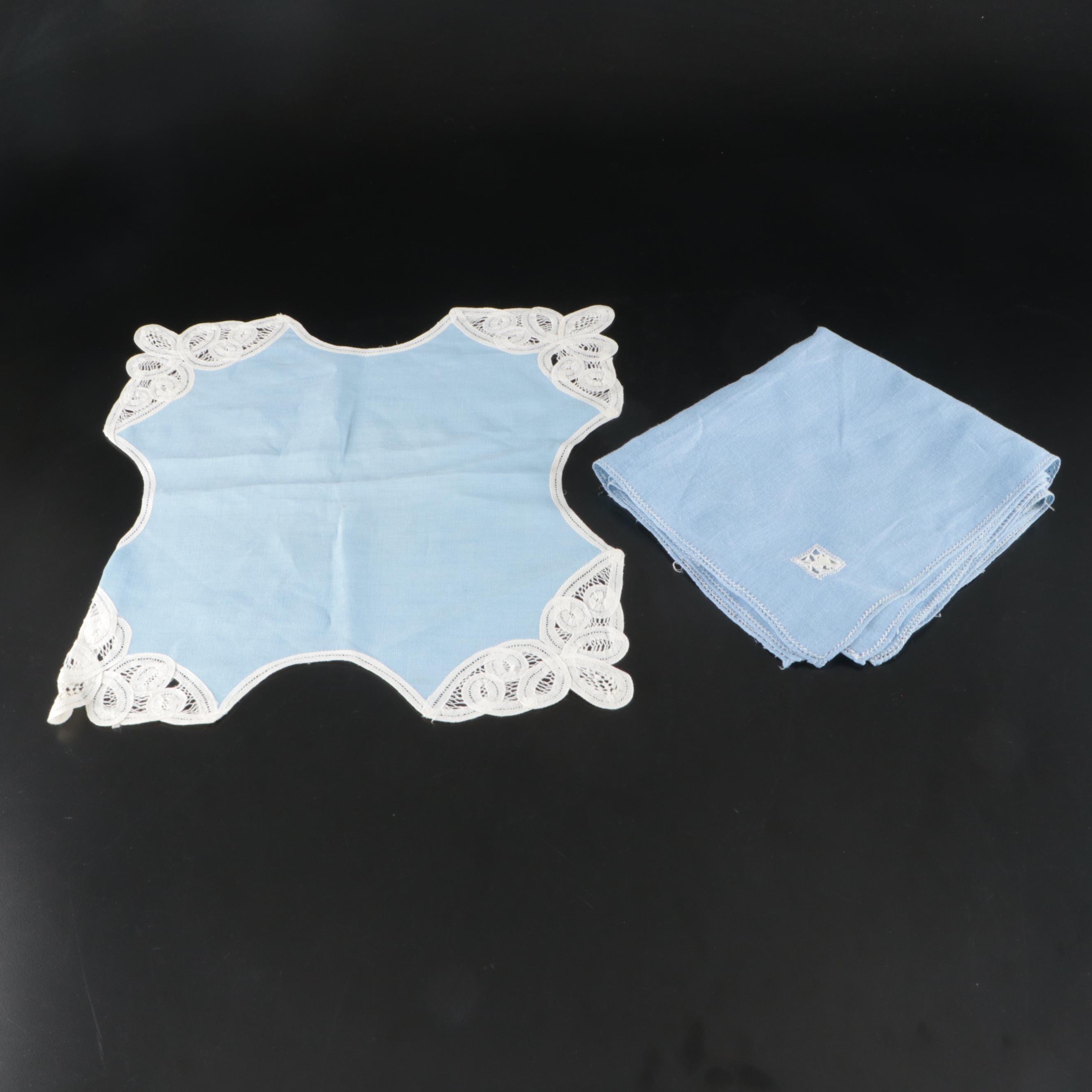 Embroidered Lace Napkins, Placemats, and Table Cloth