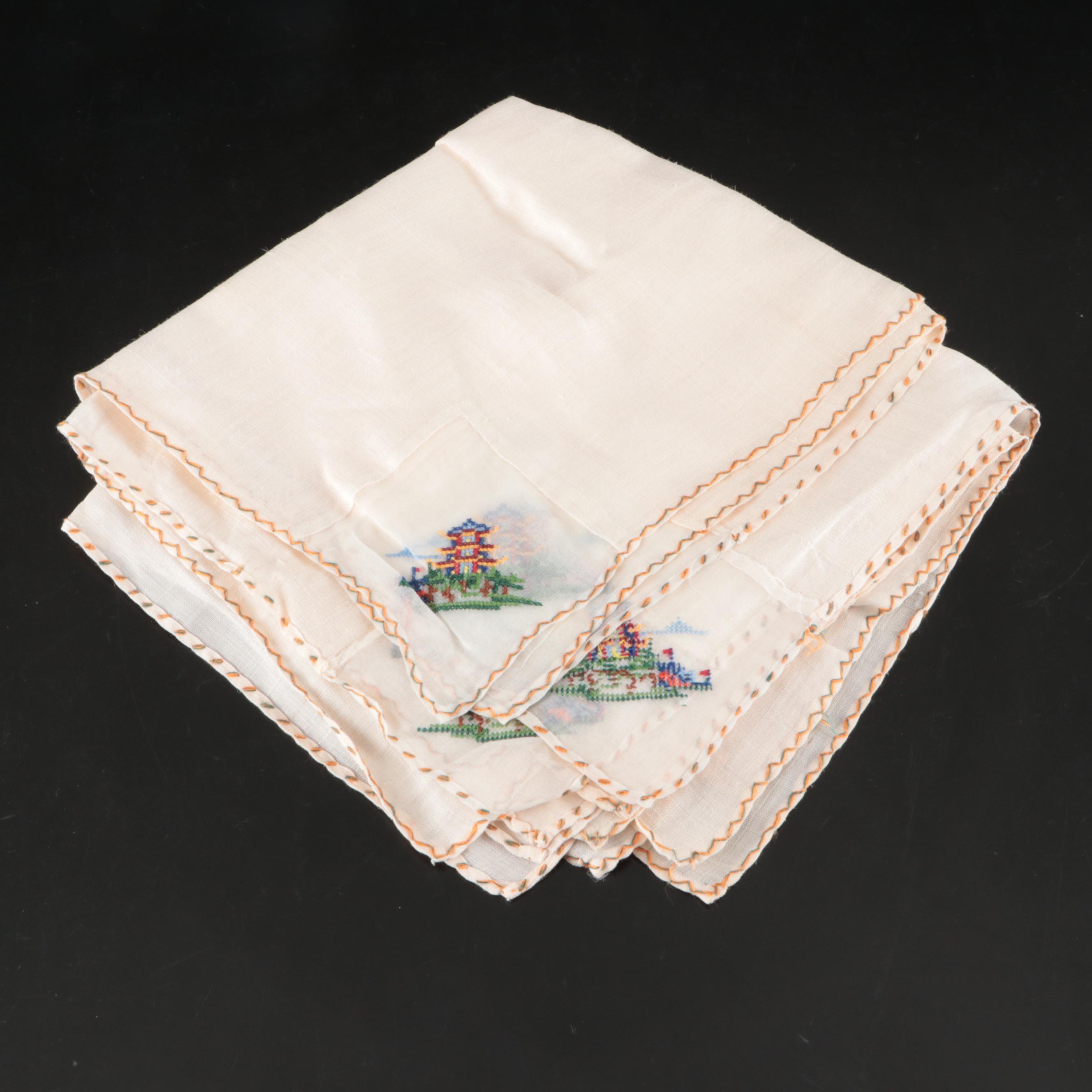 Embroidered Lace Napkins, Placemats, and Table Cloth