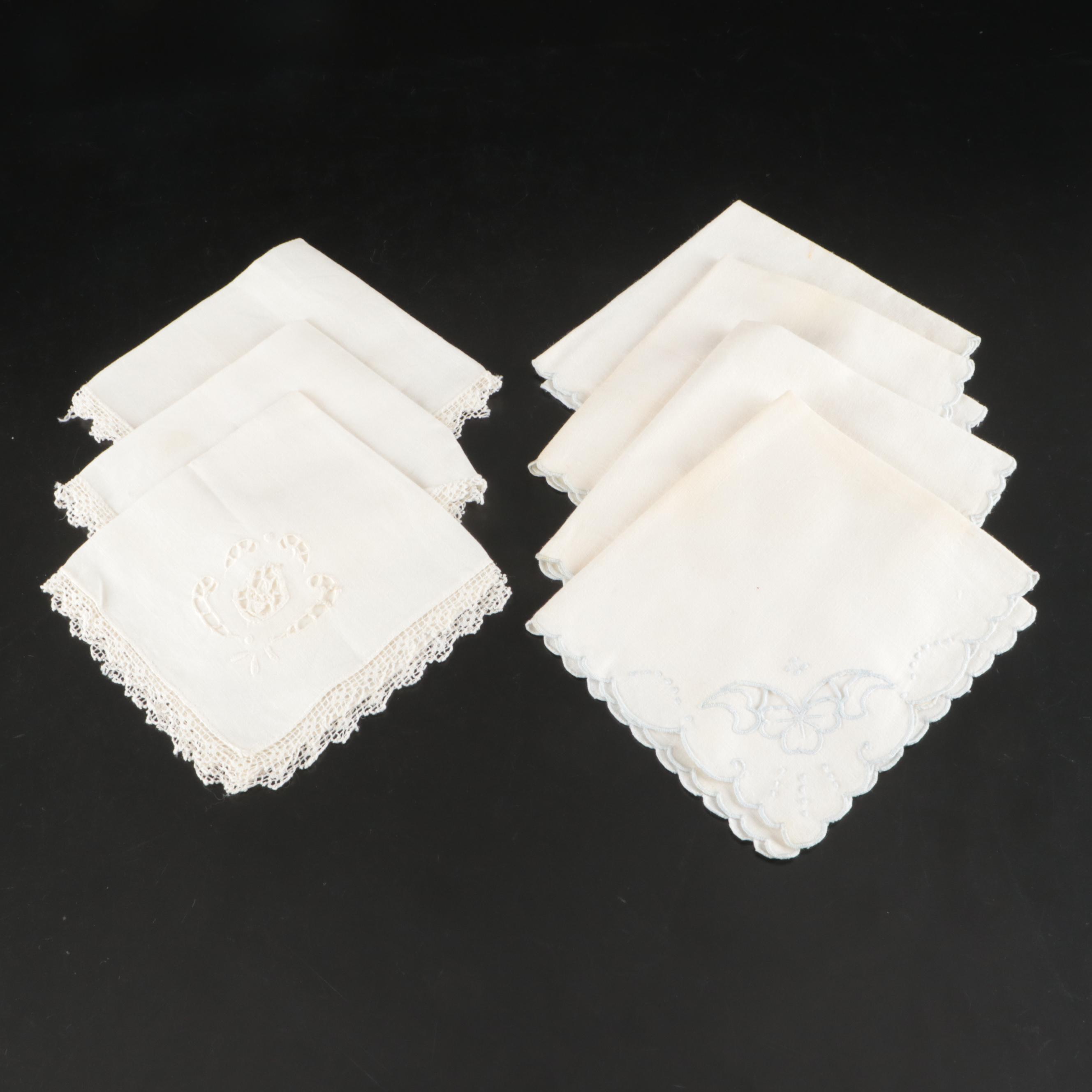 Embroidered Lace Napkins, Placemats, and Table Cloth