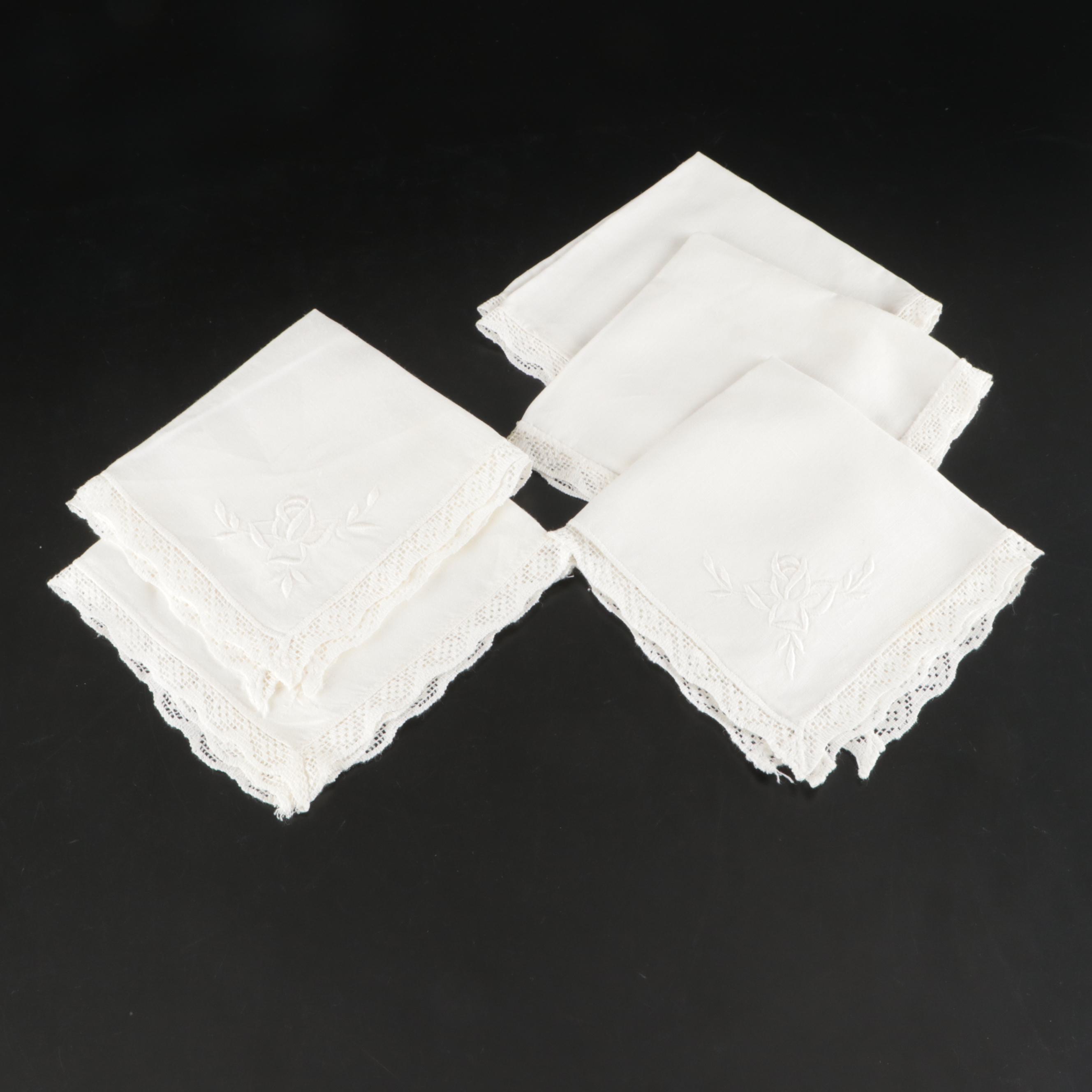 Embroidered Lace Napkins, Placemats, and Table Cloth