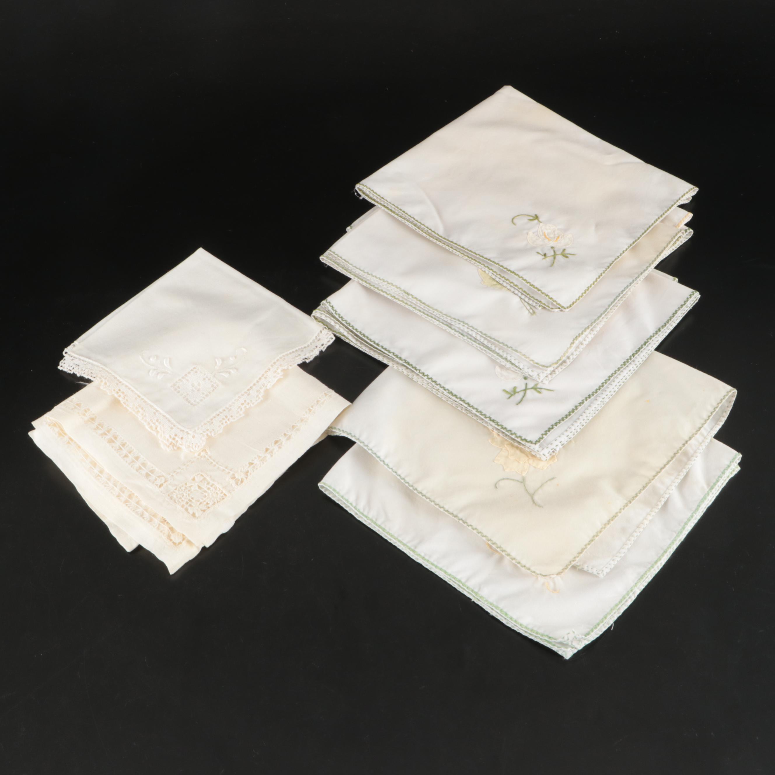 Embroidered Lace Napkins, Placemats, and Table Cloth