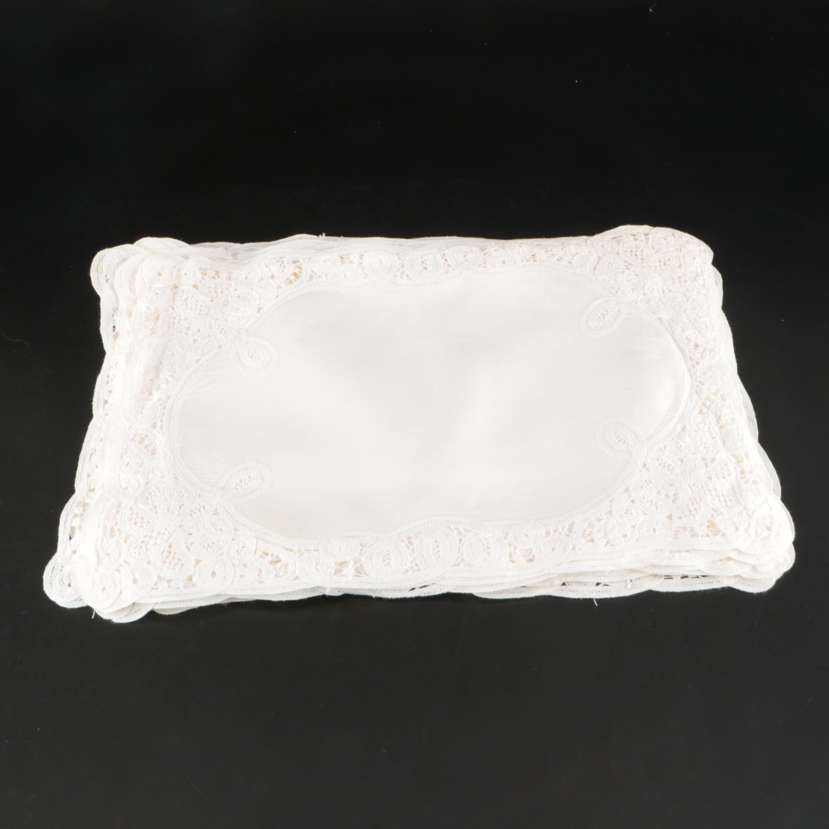 Embroidered Lace Napkins, Placemats, and Table Cloth