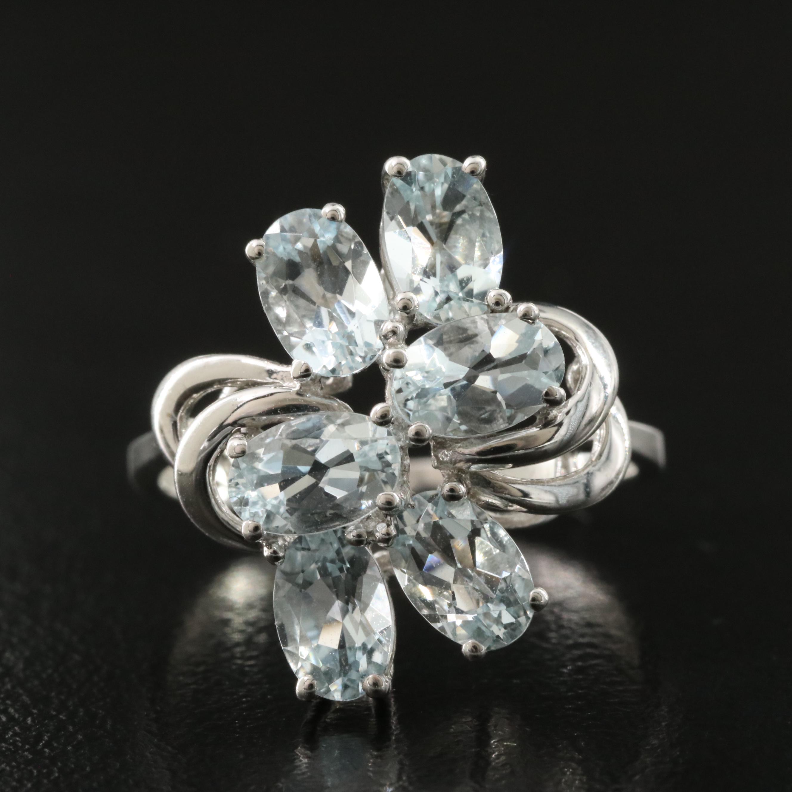 10K Aquamarine Ring