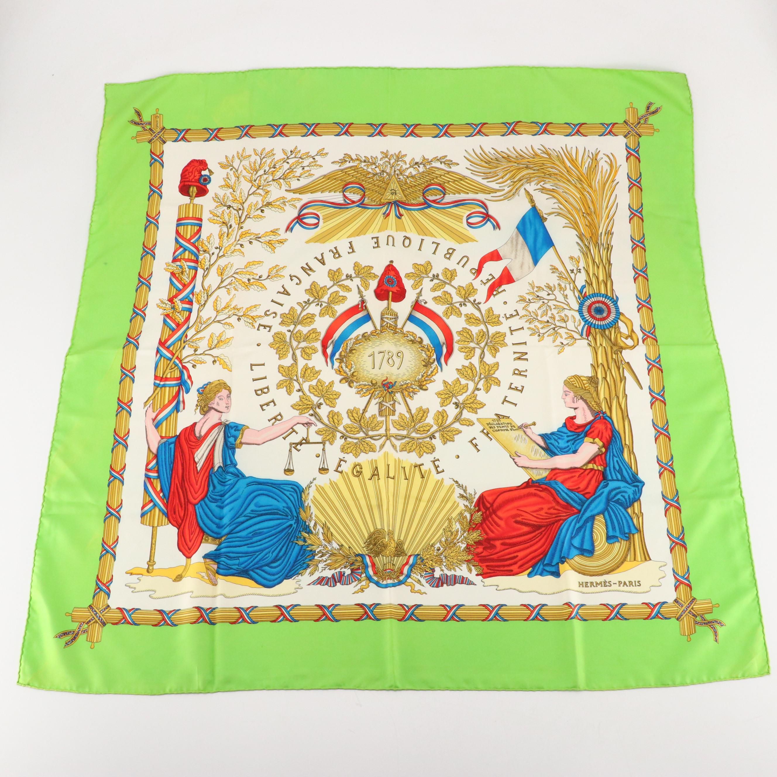 Hermès "République Française Liberté Égalité Fraternité – 1789" Scarf 90 in Silk
