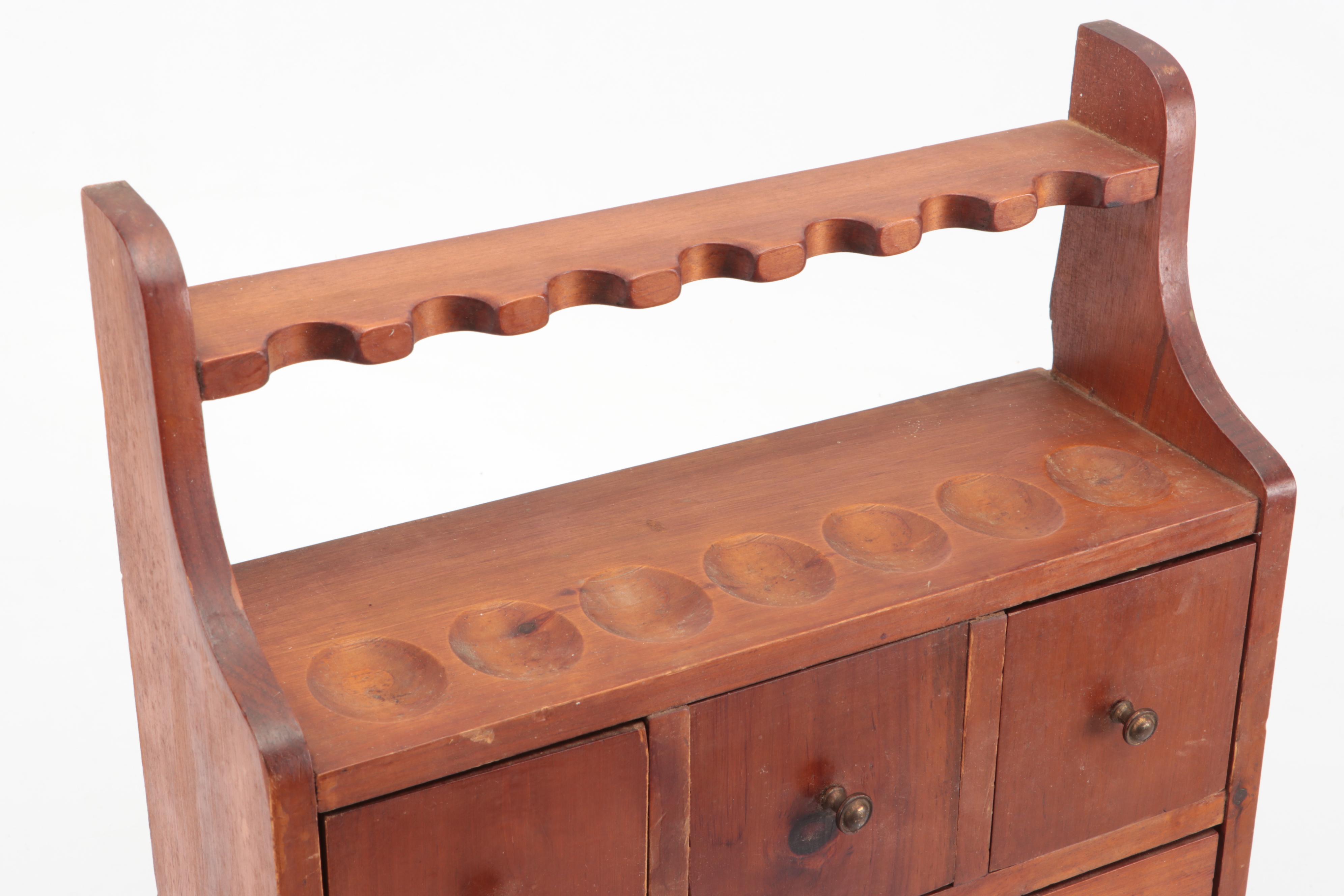 Wood Pipe Rack and Tobacco Storage Wall Cabinet