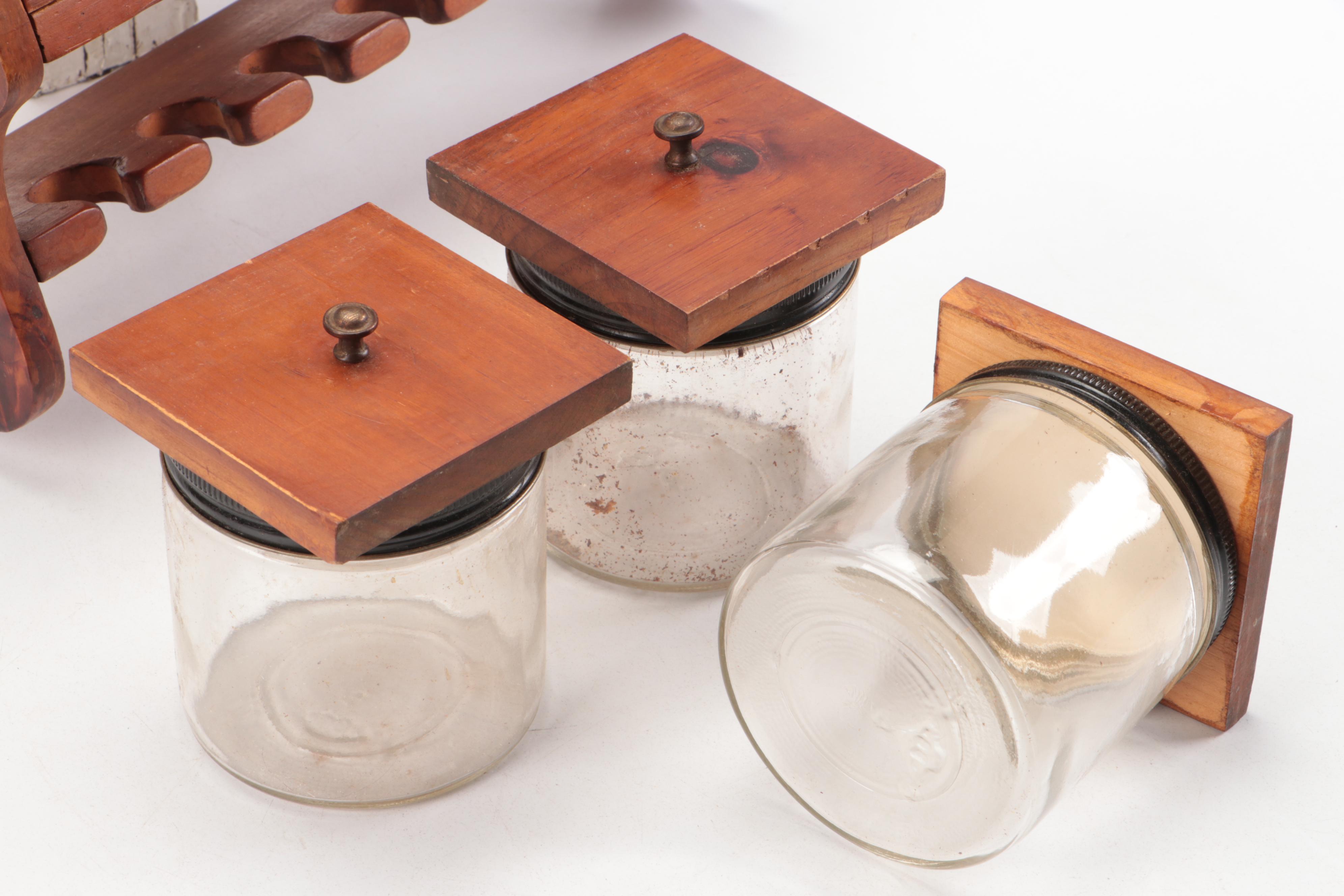 Wood Pipe Rack and Tobacco Storage Wall Cabinet