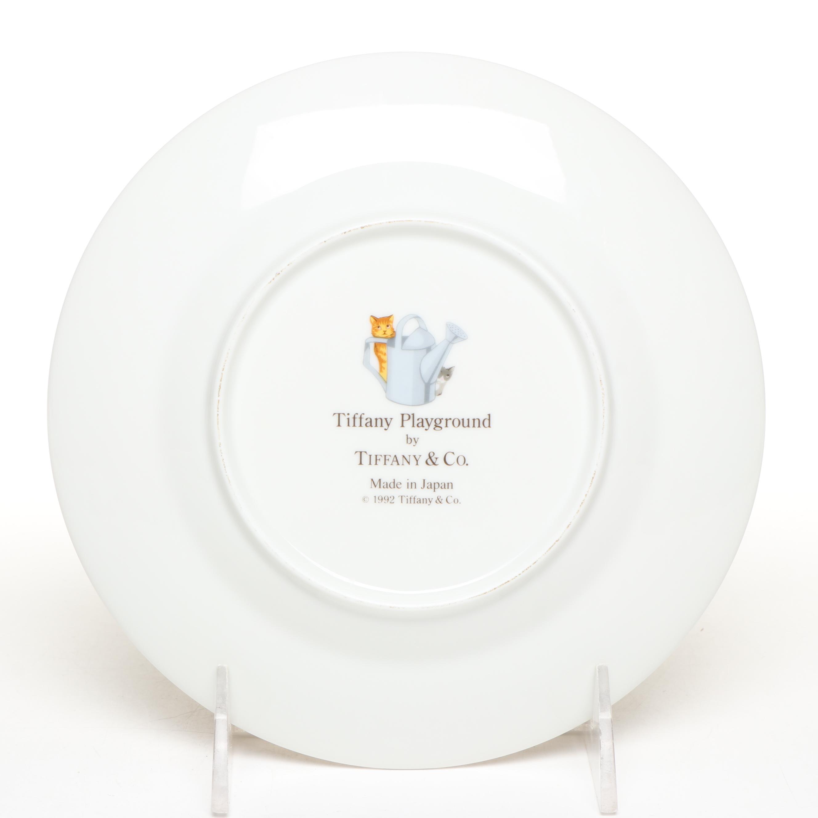 Tiffany & Co. "Tiffany Playground" Porcelain Cup, Bowl, and Plate, 1992