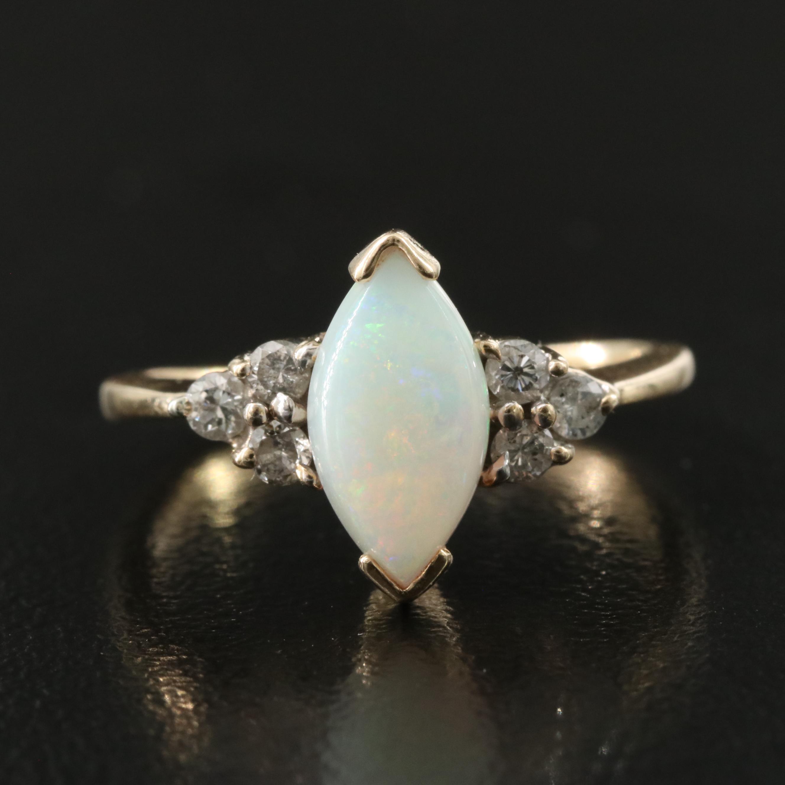 14K Opal and Diamond Ring