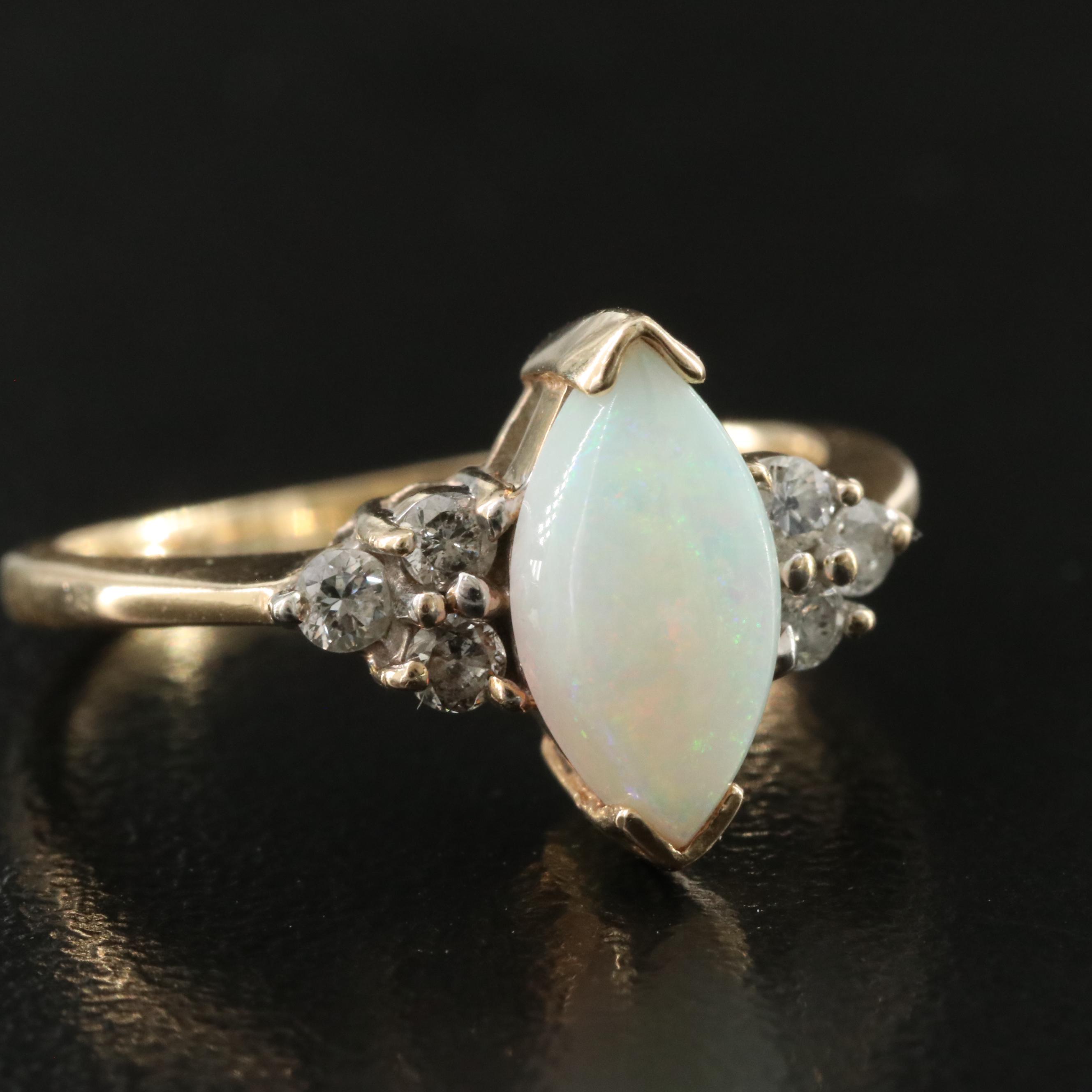 14K Opal and Diamond Ring