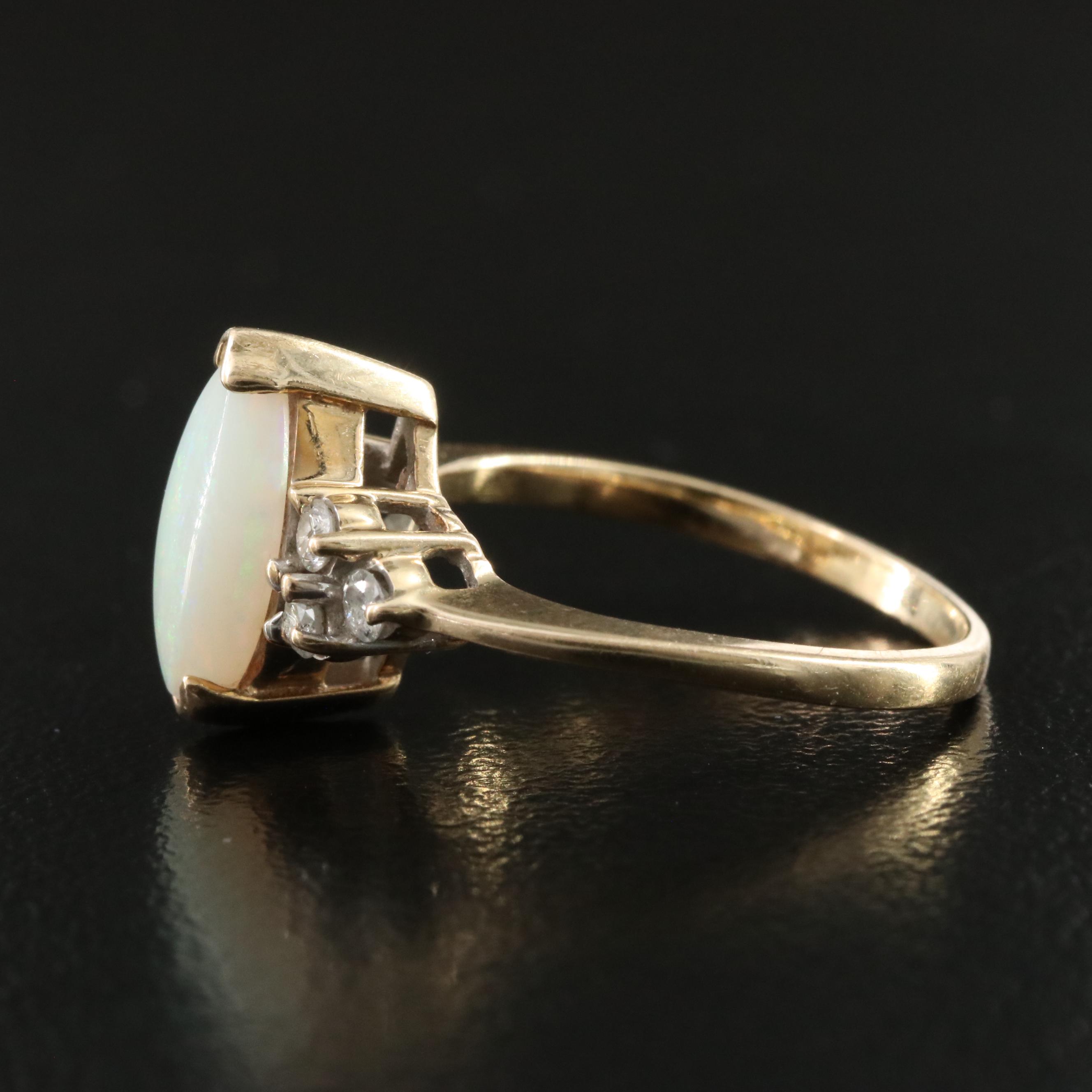 14K Opal and Diamond Ring